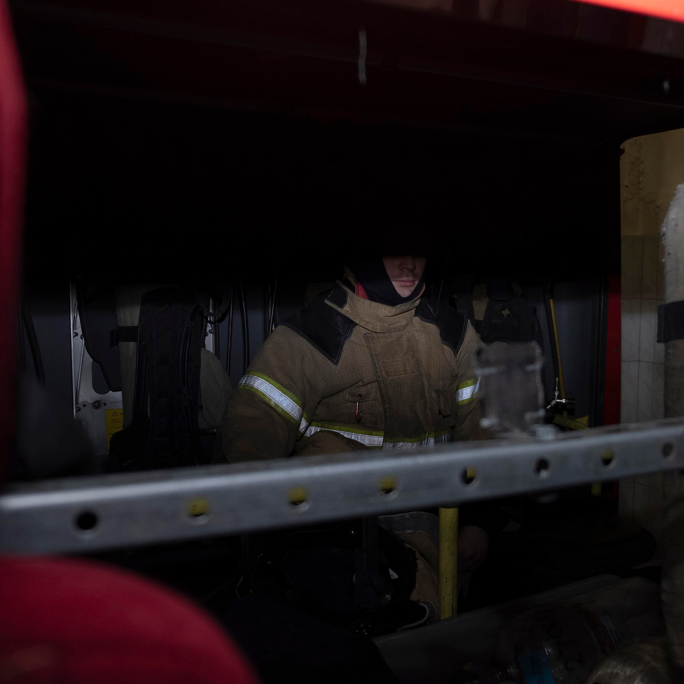 Firefighter in St. Petersburg, Russia is on duty at the fire station. He says that sometimes they walk on the rubbles under which there are people and they are still alive but firefighters have no choice, because there is no option to eliminate threat another way.