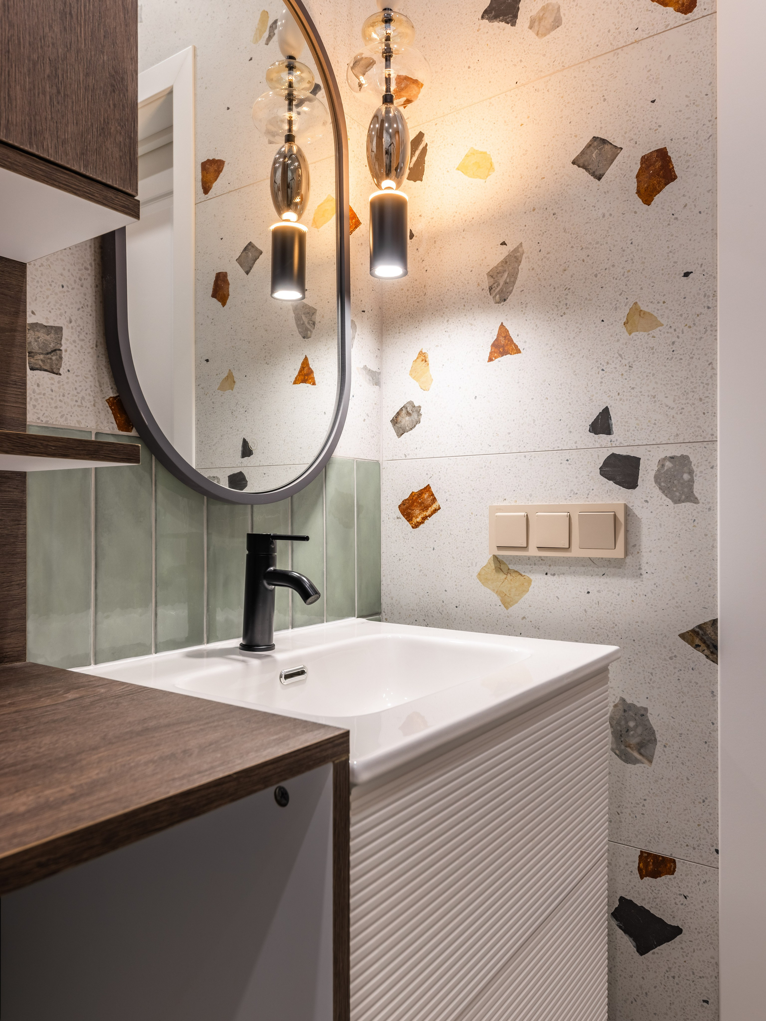 Современный санузел в ЖК Наследие Санкт-Петербург аренда дизайнер Ксения Новикова ksudsgn нестандартная отделка компактный функциональный интерьер