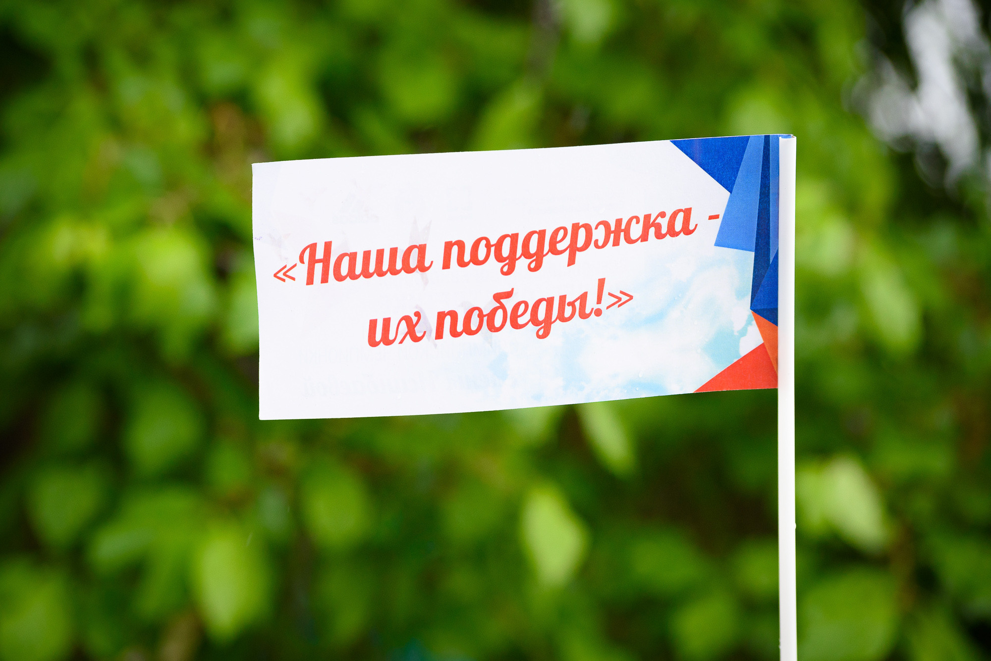 Флажок с надписью "Наша поддержка - их победы!"