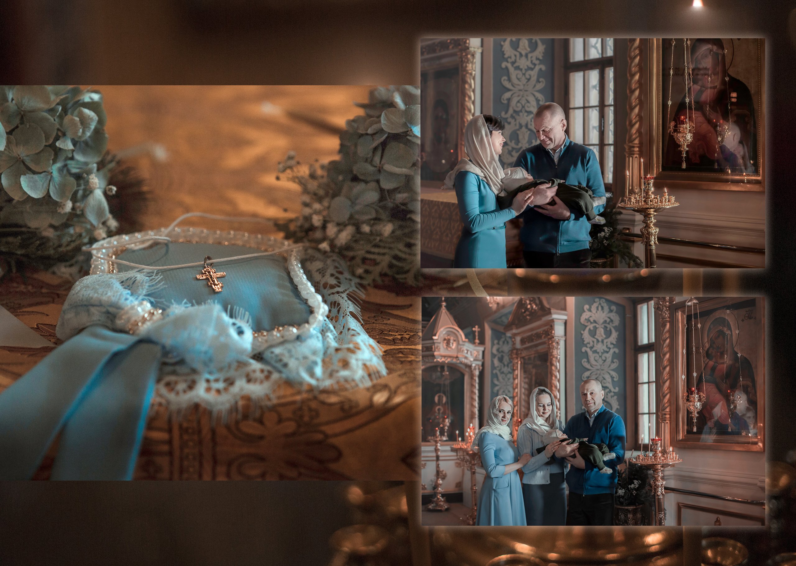 Развороты альбома " Таинство Крещения Святослава». Фотограф на крестины