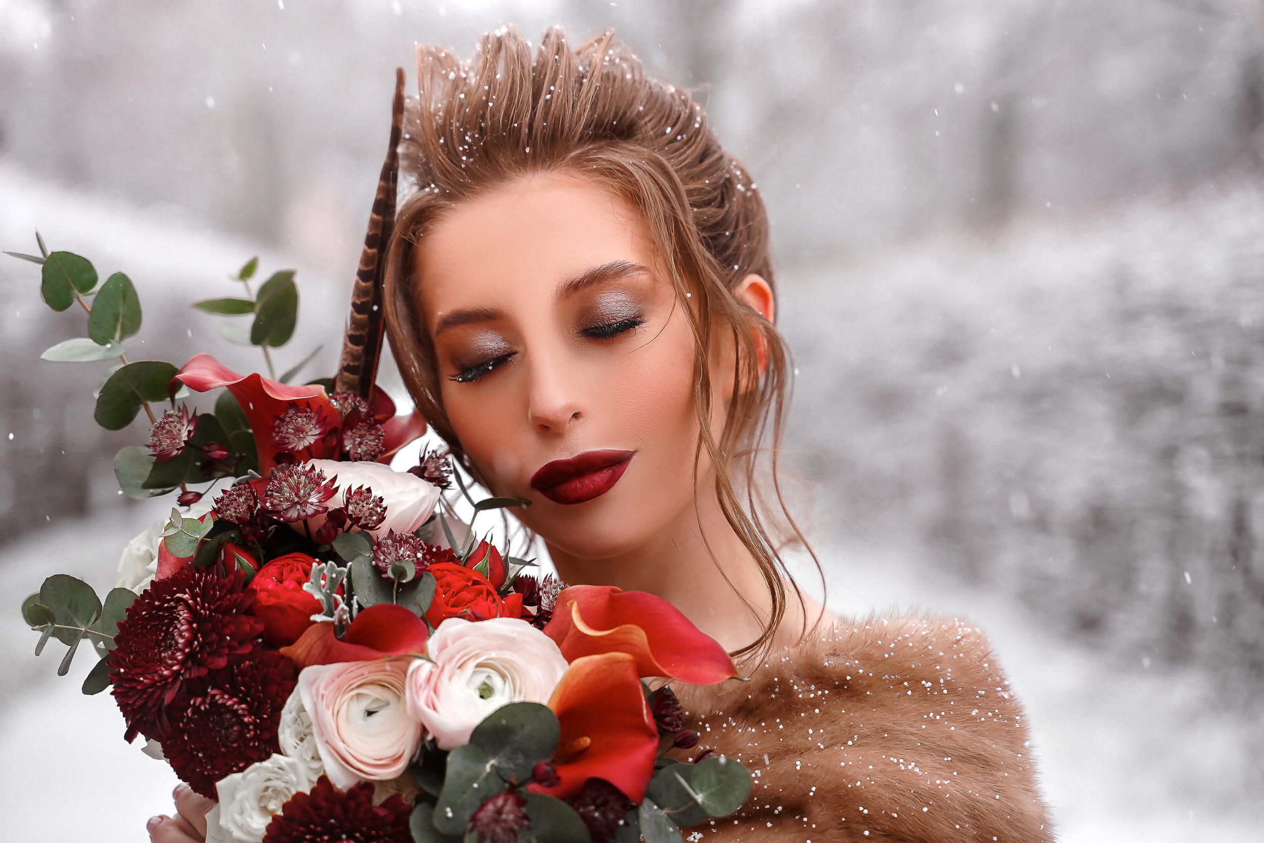 Зимняя свадебная фотосессия в Кусково, свадебный фотограф в Кусково