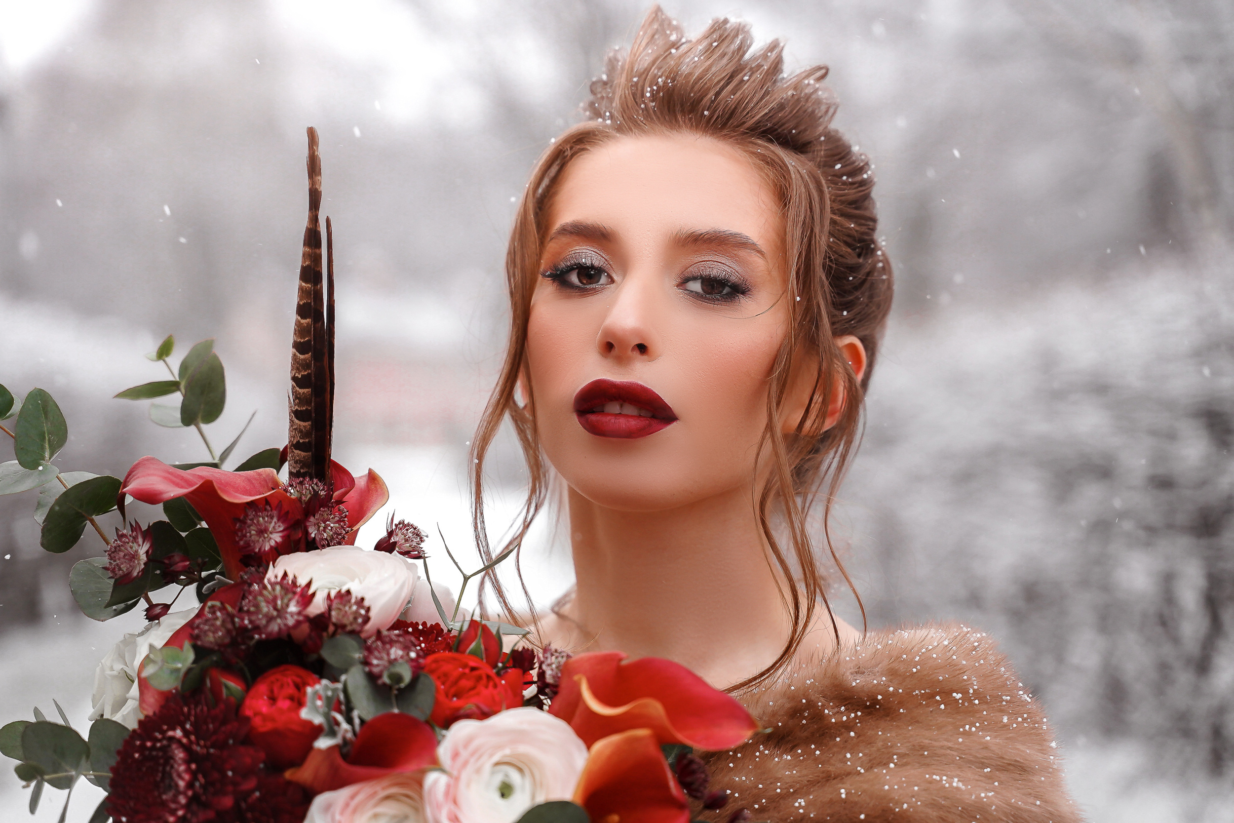 Зимняя свадебная фотосессия в Кусково, свадебный фотограф в Кусково