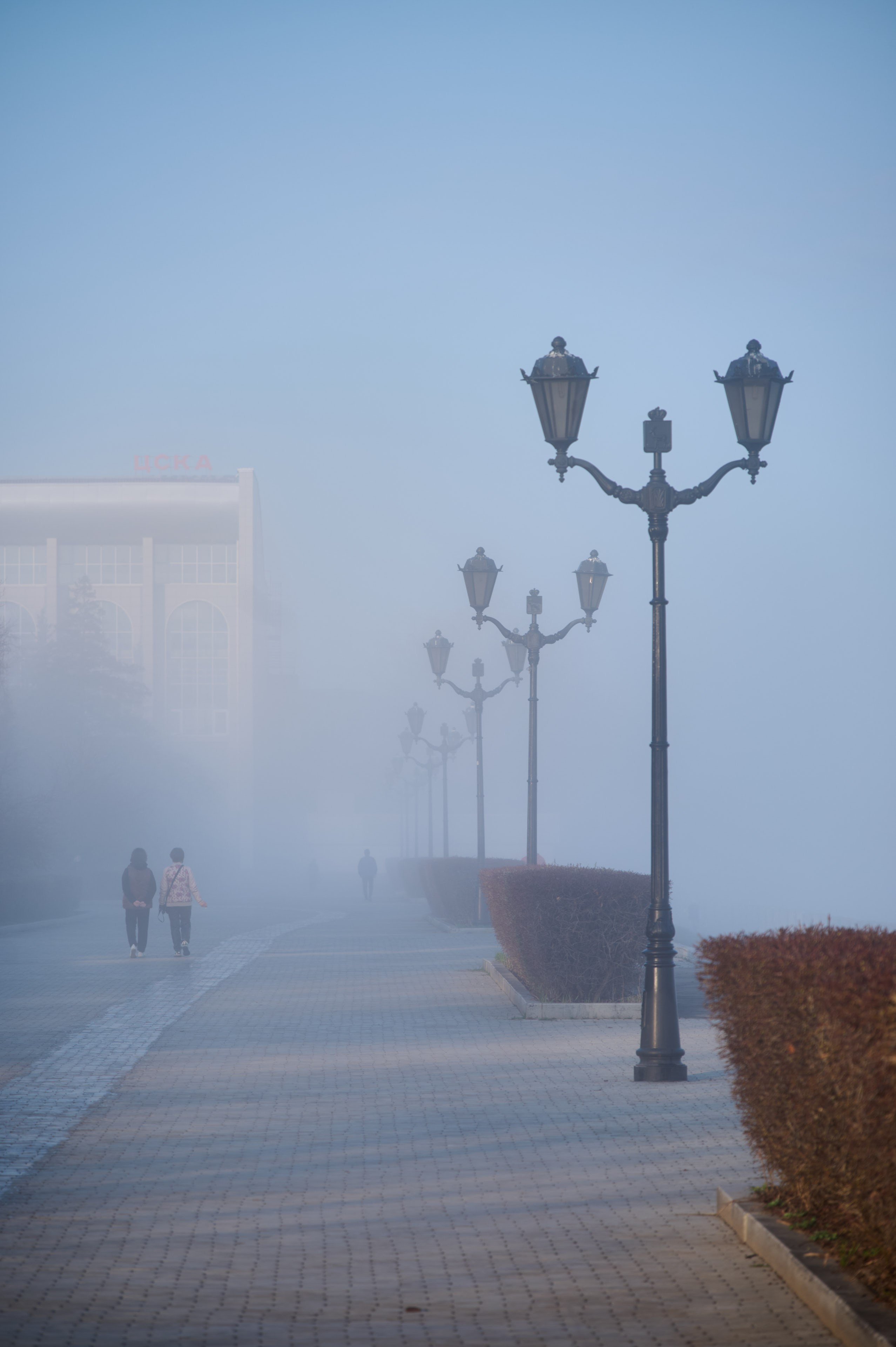 Туман на набережной Волги в Самаре, 8 апреля 2025 года