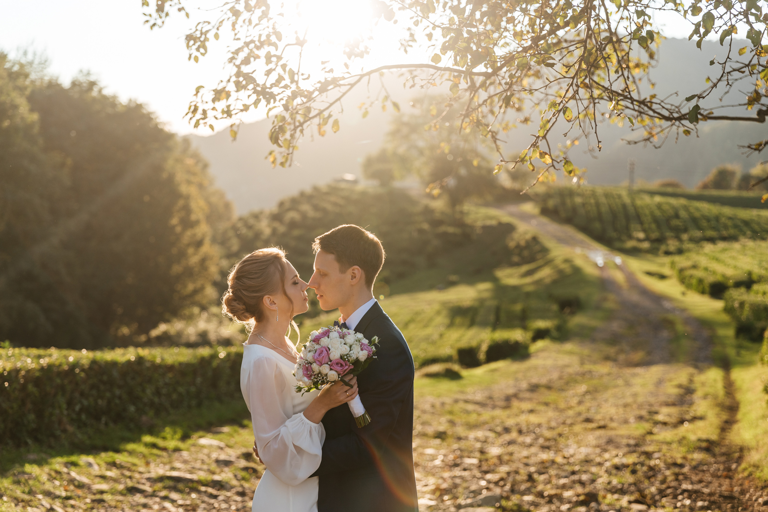 Свадьба на чайных плантациях на закате в Сочи