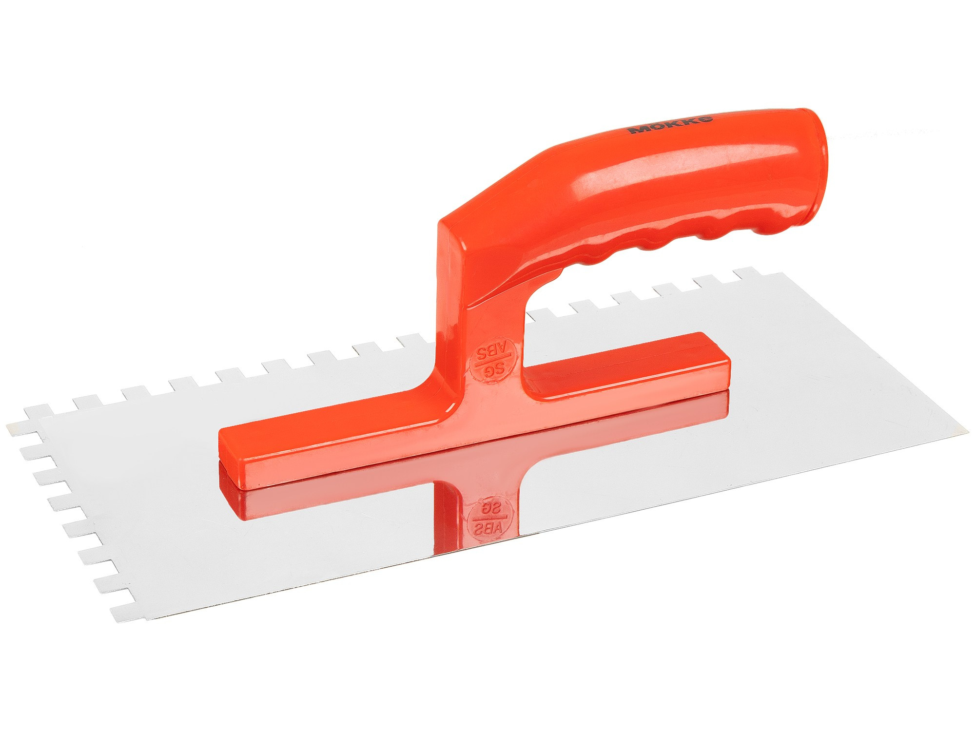 Кельма для укладки плитки с зубьями с красной ручкой