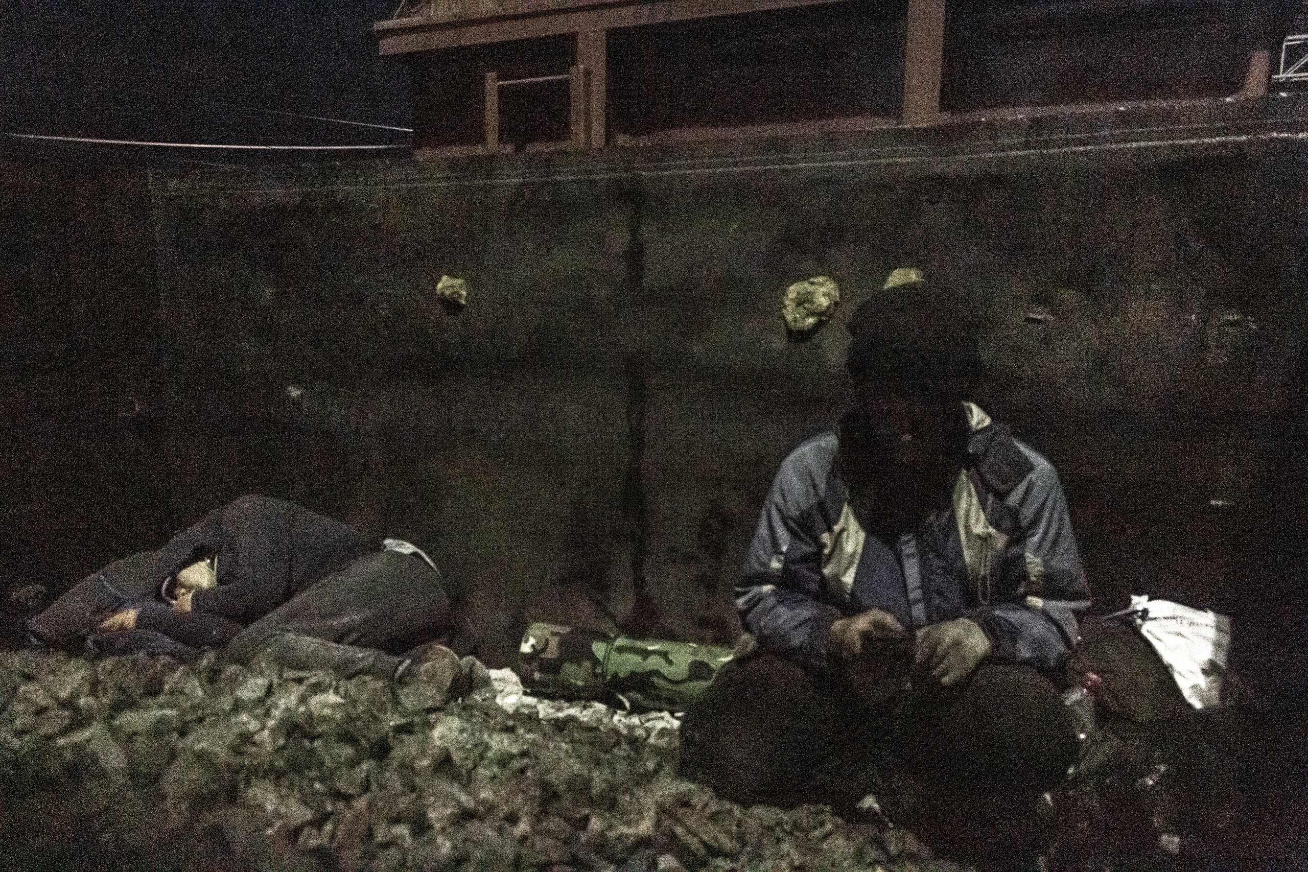 Vlad and Vanya in the open wagon with crushed stone on their way to Moscow.