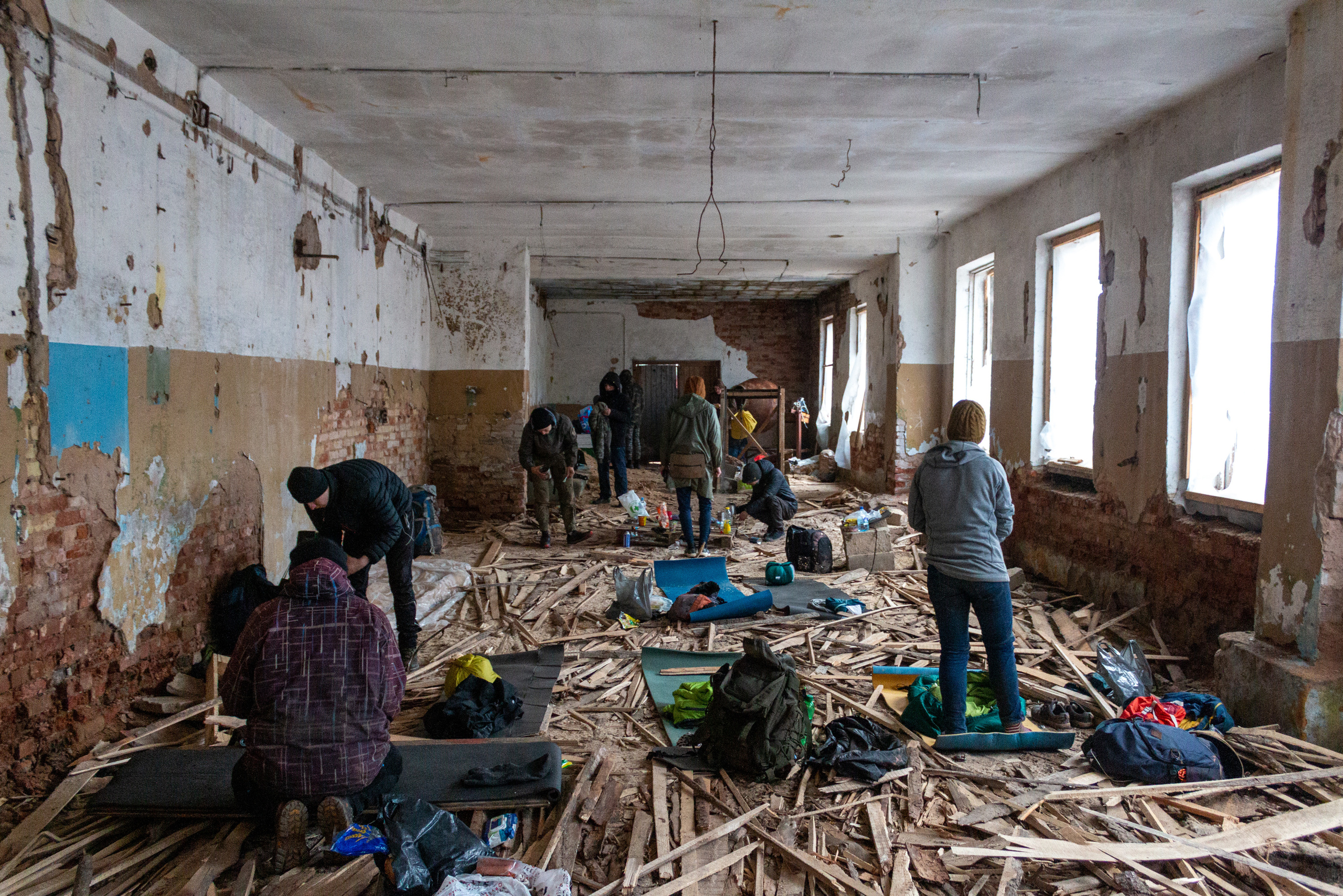 The morning after a sleepover in the abandoned sawmill beside the railway.