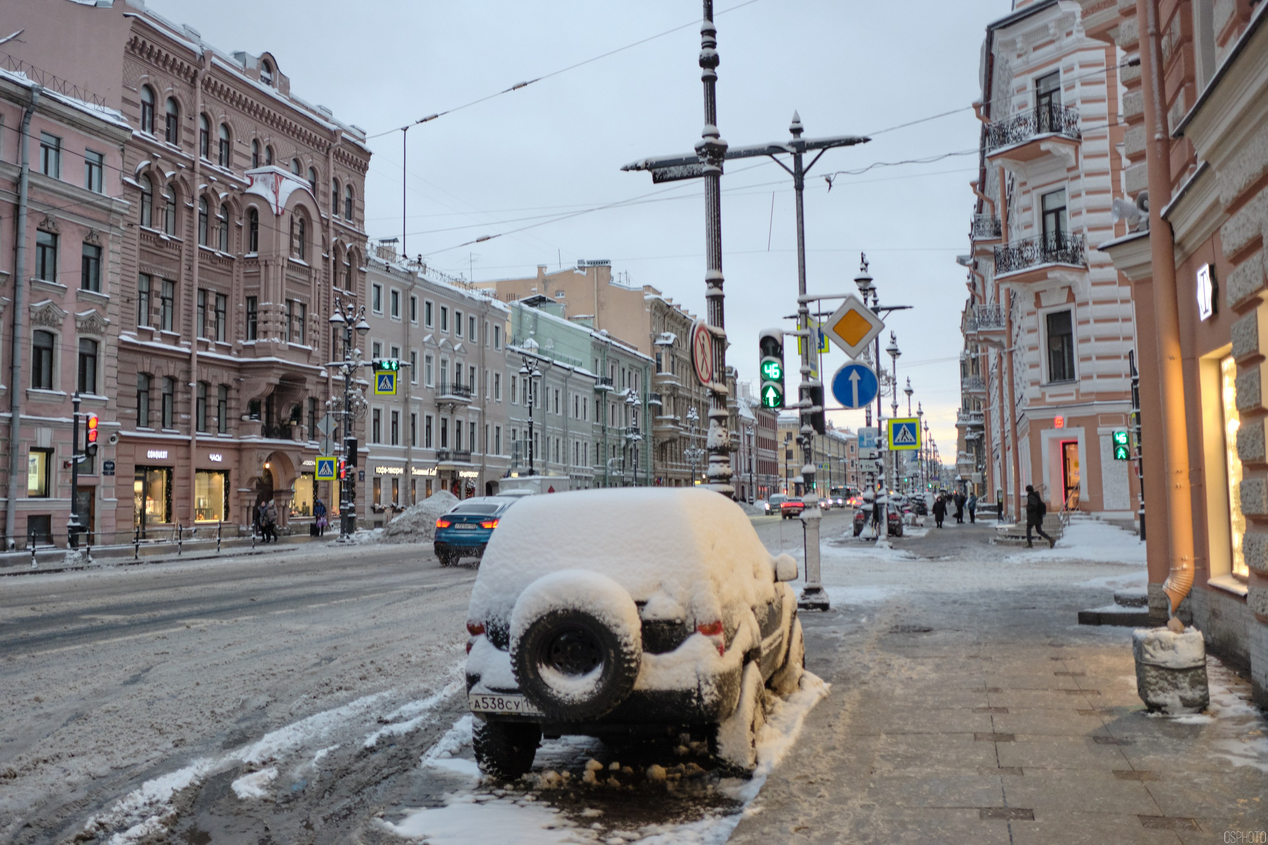 Снег и туман в Санкт-Петербурге. Фотографъ Сергѣевъ. Поймать мгновеніе