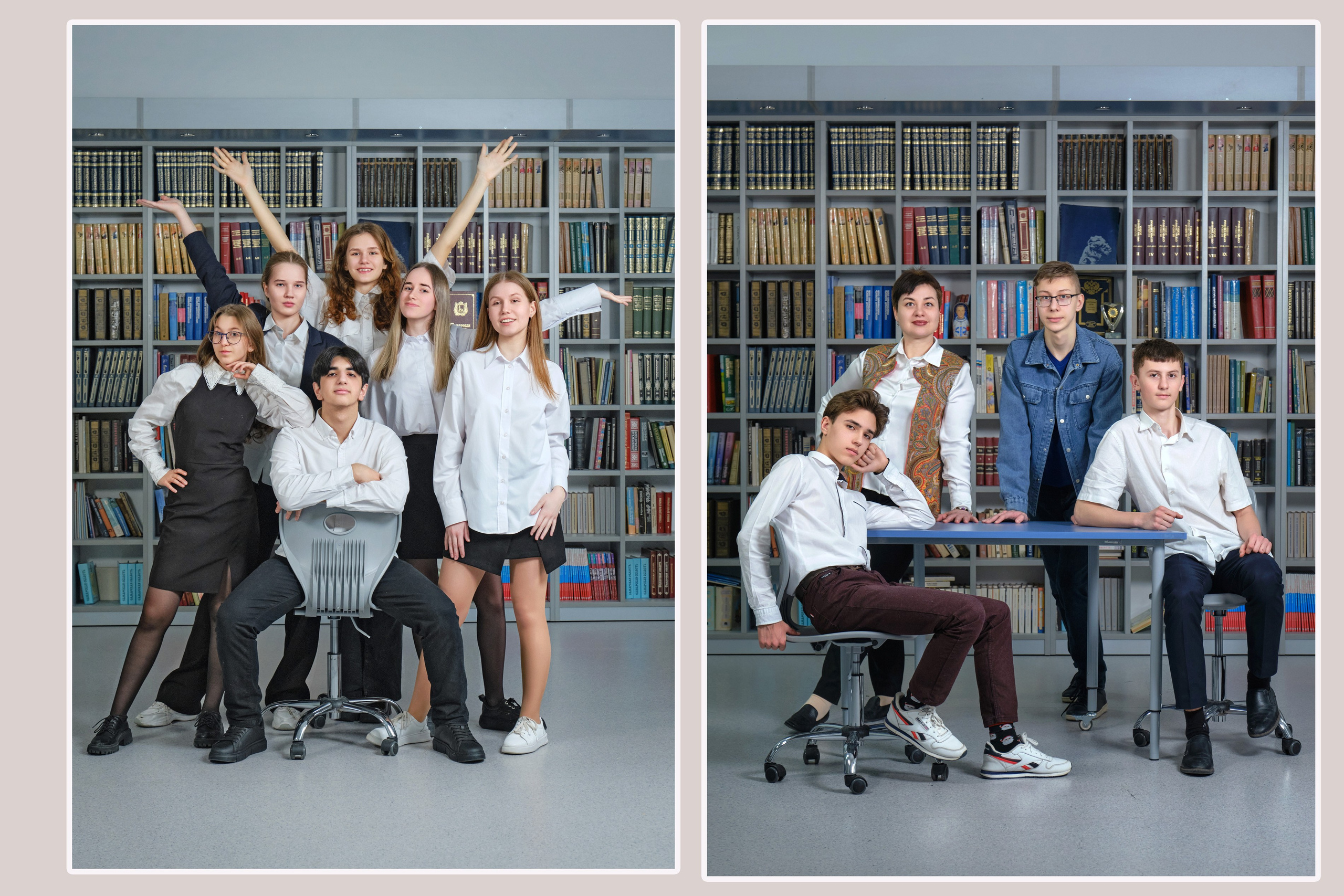 Фотосессия класса и выпускников в студии, в школе, на улице