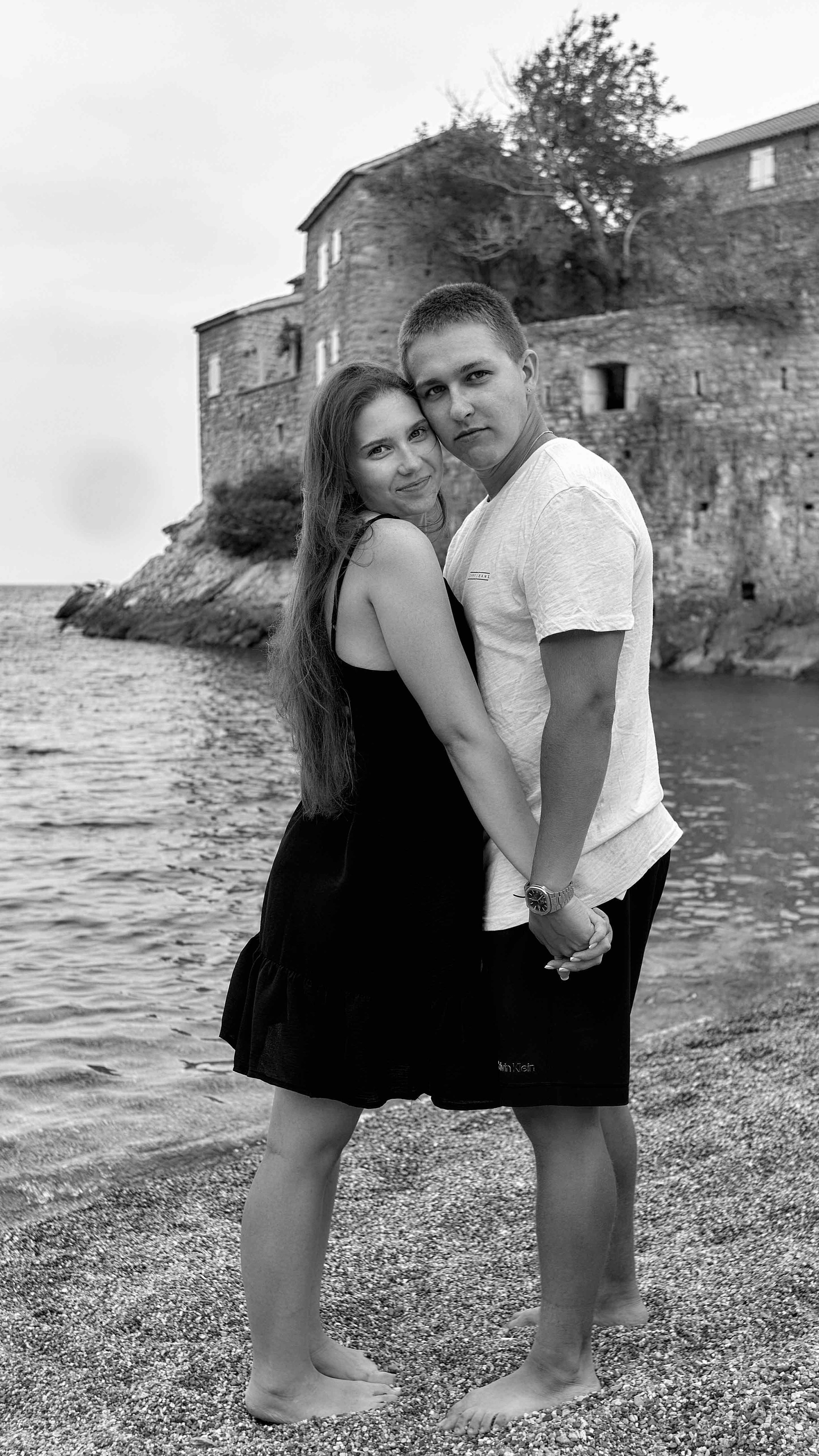 Love Story Photoshoot in Montenegro | Couple on the Beach at Sveti Stefan