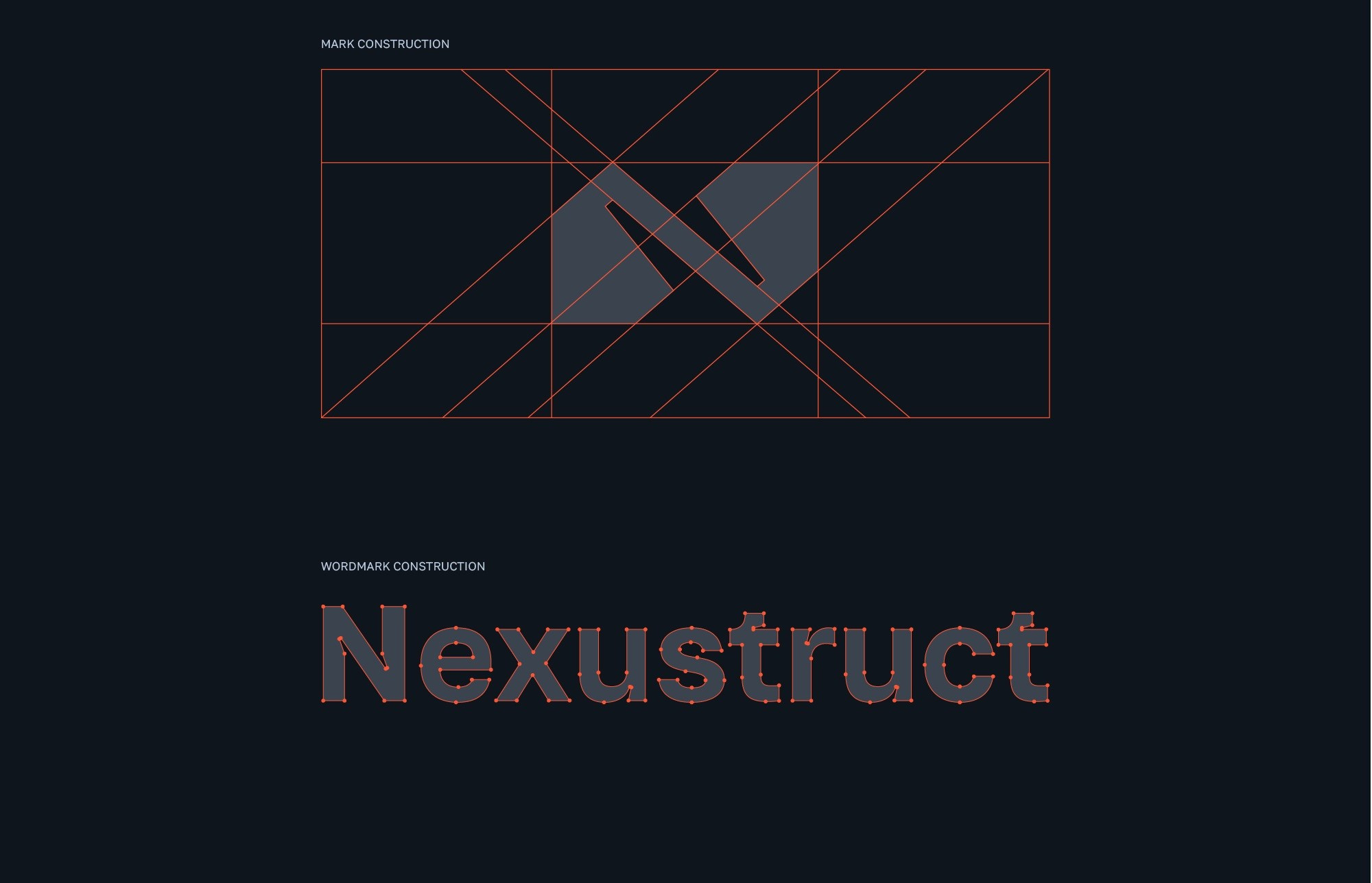 Nexustruct | Разработка логотипа и фирменного стиля строительной компании. Графический дизайнер Роман Грек