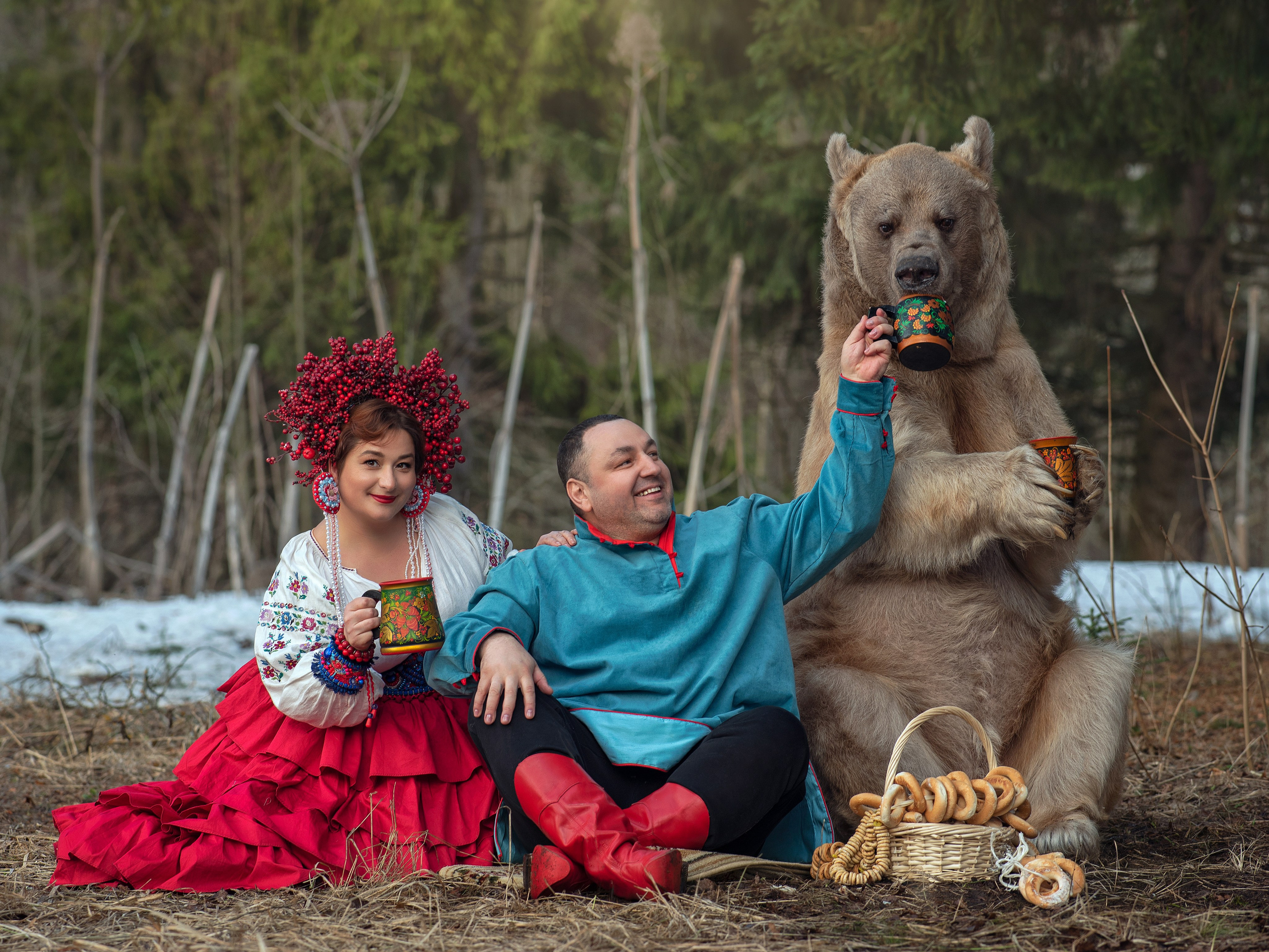 Фотосессия с медведем. Сказочный фотограф Юлиана Бевз