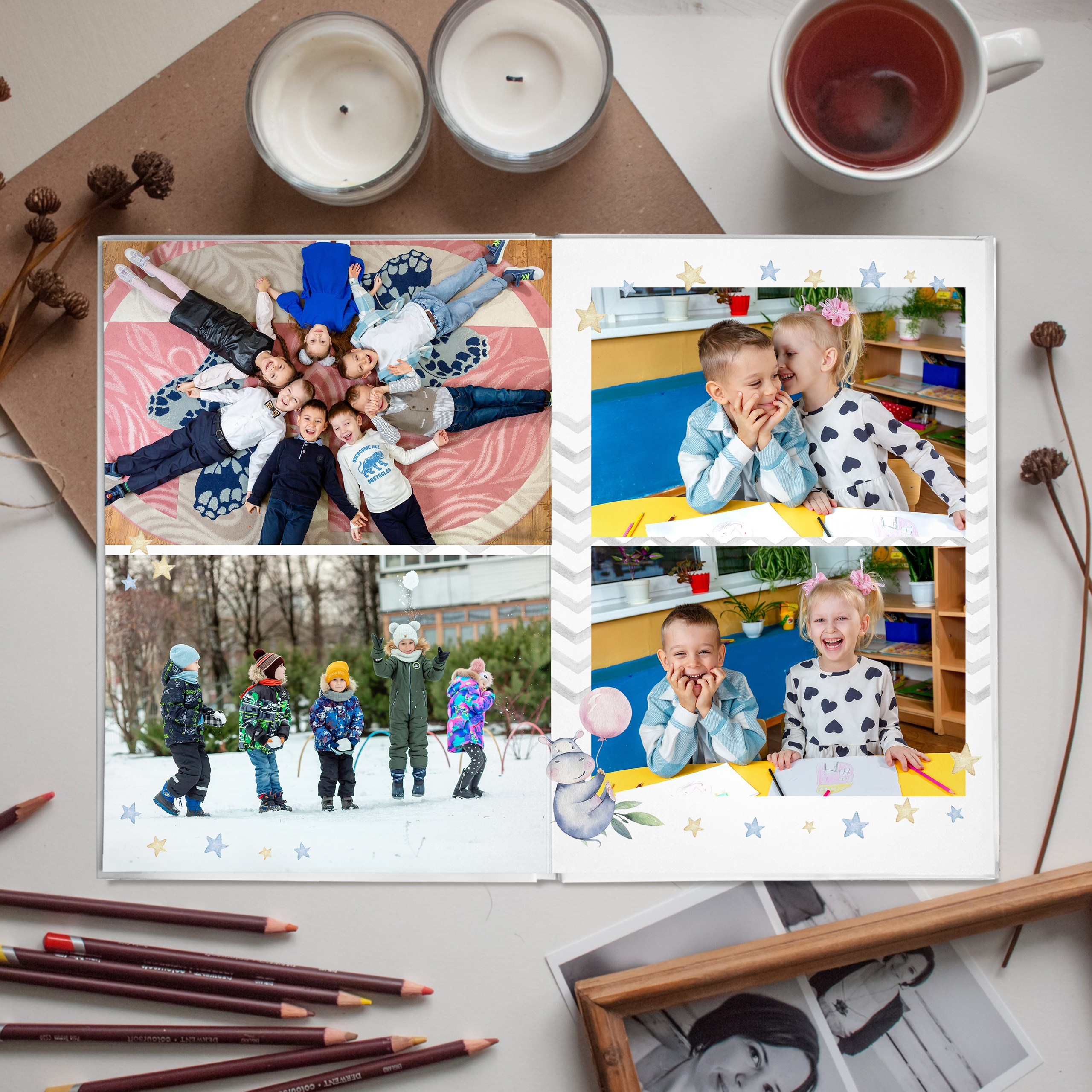 Дизайны выпускных альбомов для детского сада «Тигрята». Выпускные альбомы в Минске, фотоальбом в школу и детский сад