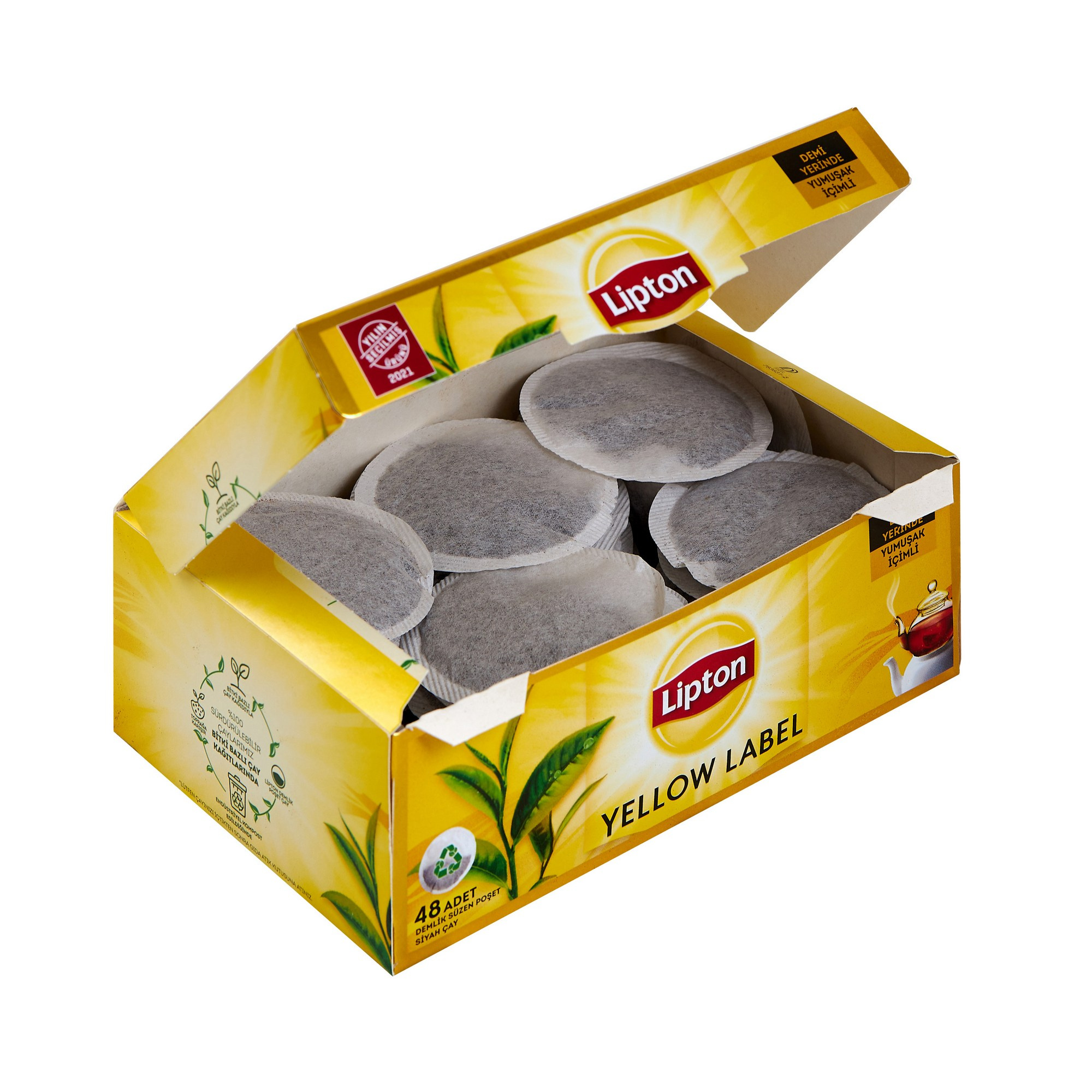 Предметная фотосъемка продуктов. Чай Lipton в пакетиках в упаковке.