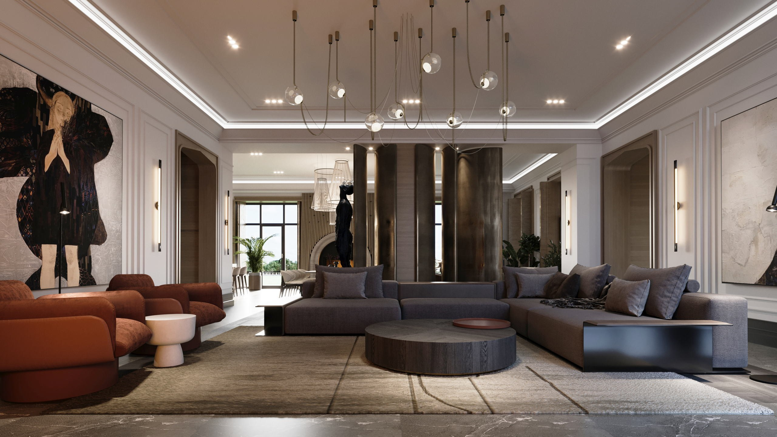 Загородный дом 2000 кв. м. Григорианского стиль. Paintings by the artist Sergey Ratchin