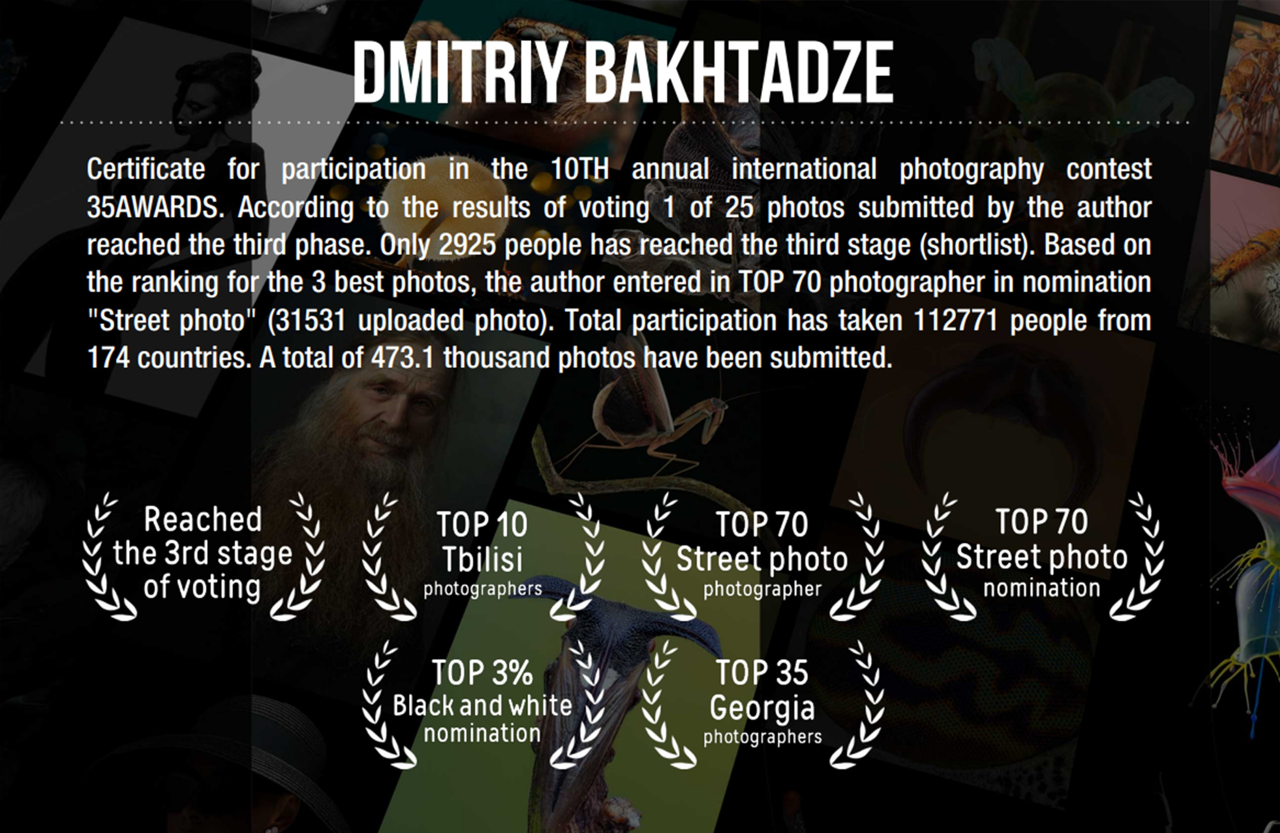 Dimitri Bakhtadze, cv. Dimitri Bakhtadze photographer