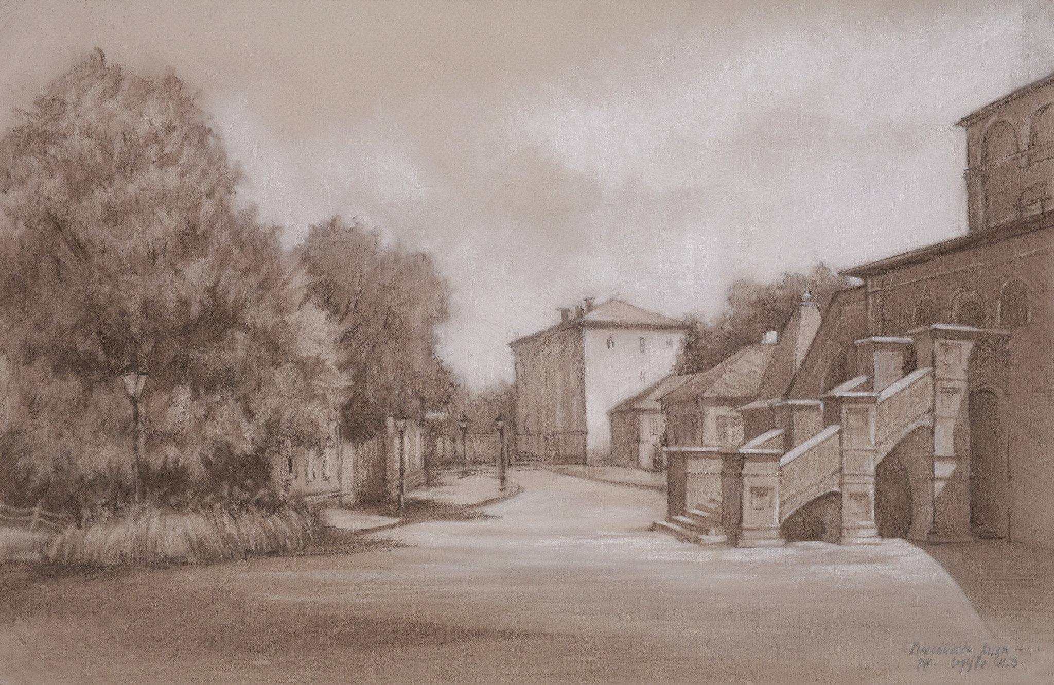 Колесникова Елизавета. Тонированная бумага, сепия.