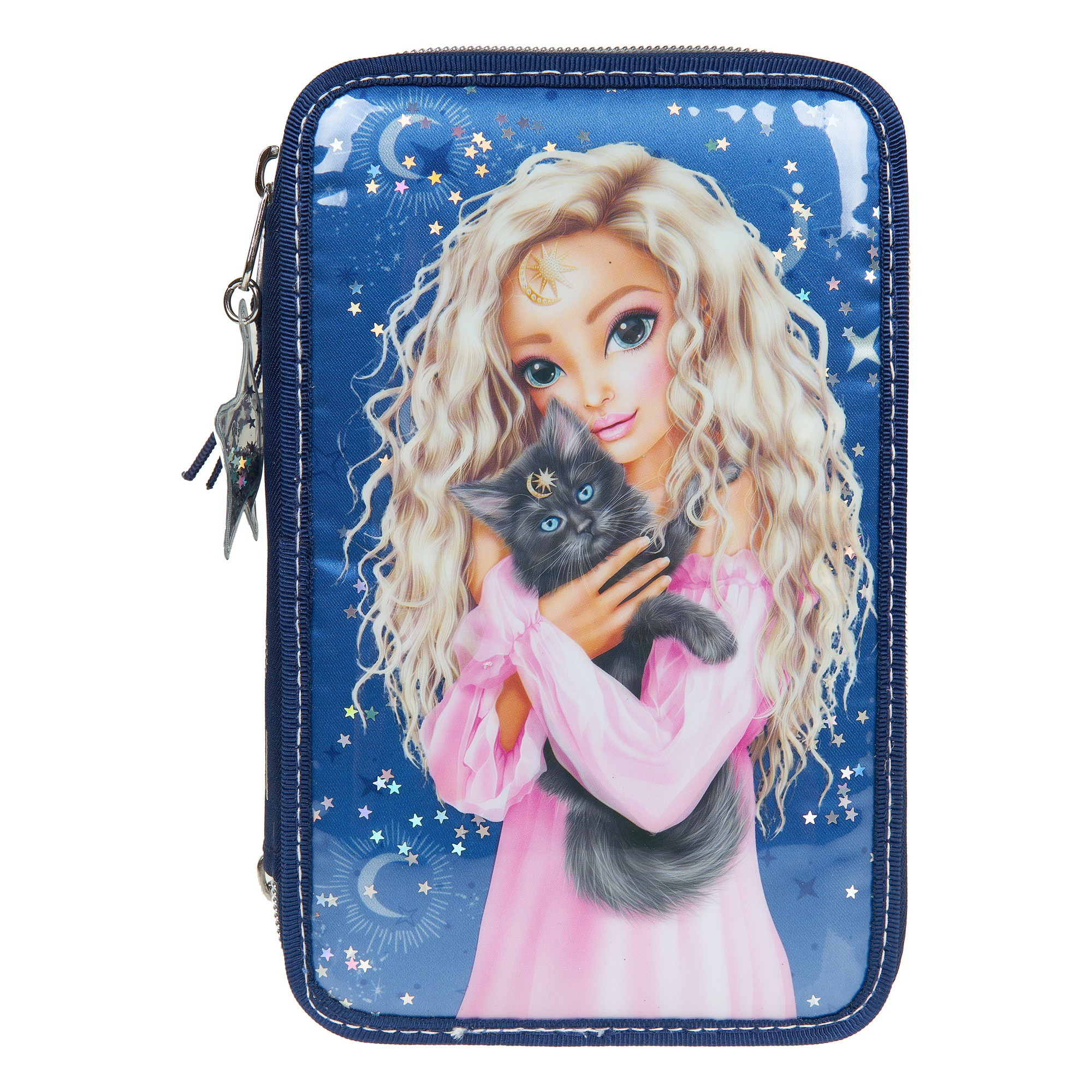 Пенал детский вид спереди девушка и кошка