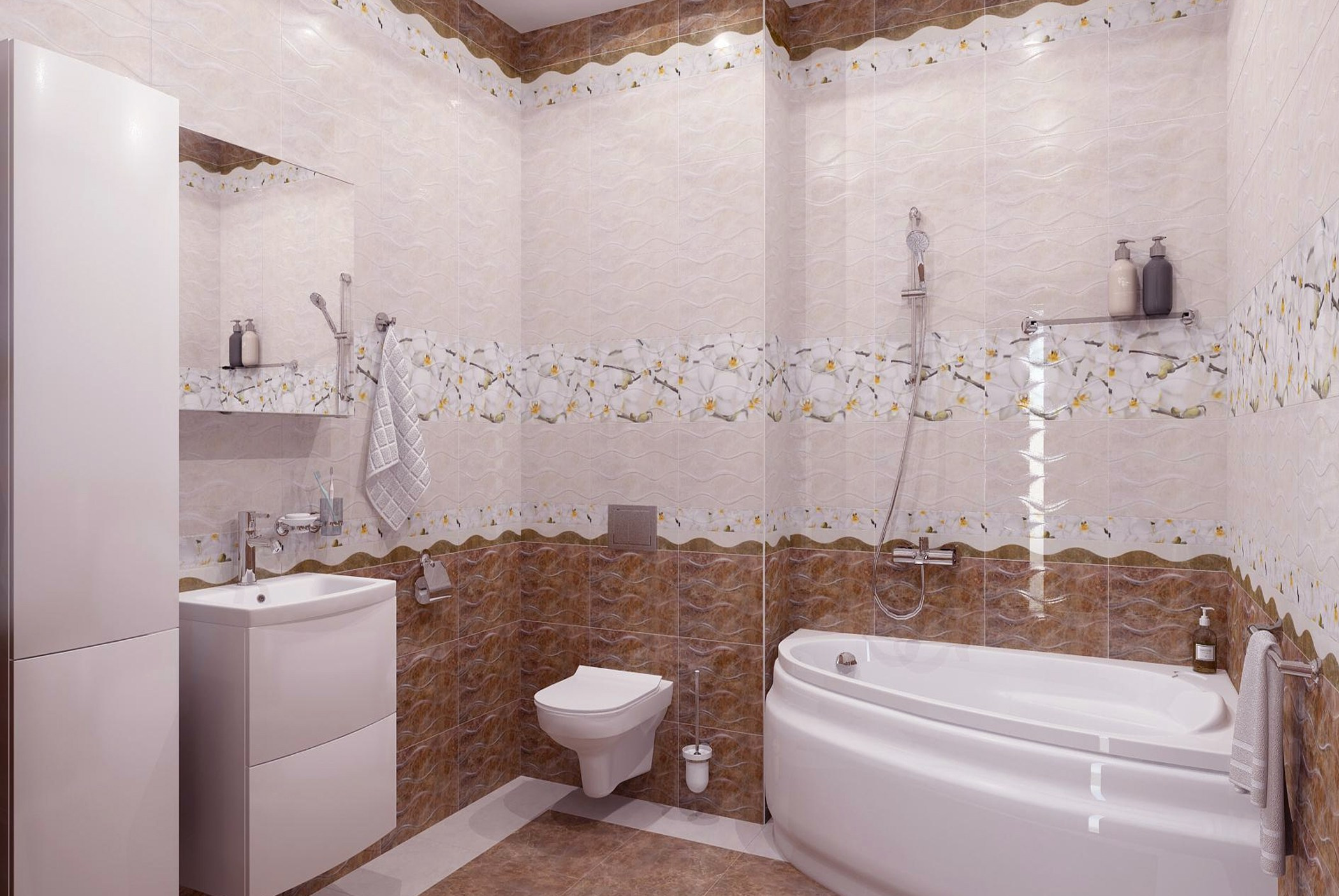 Интерьерная фотосъемка ванной комнаты в светлых тонах