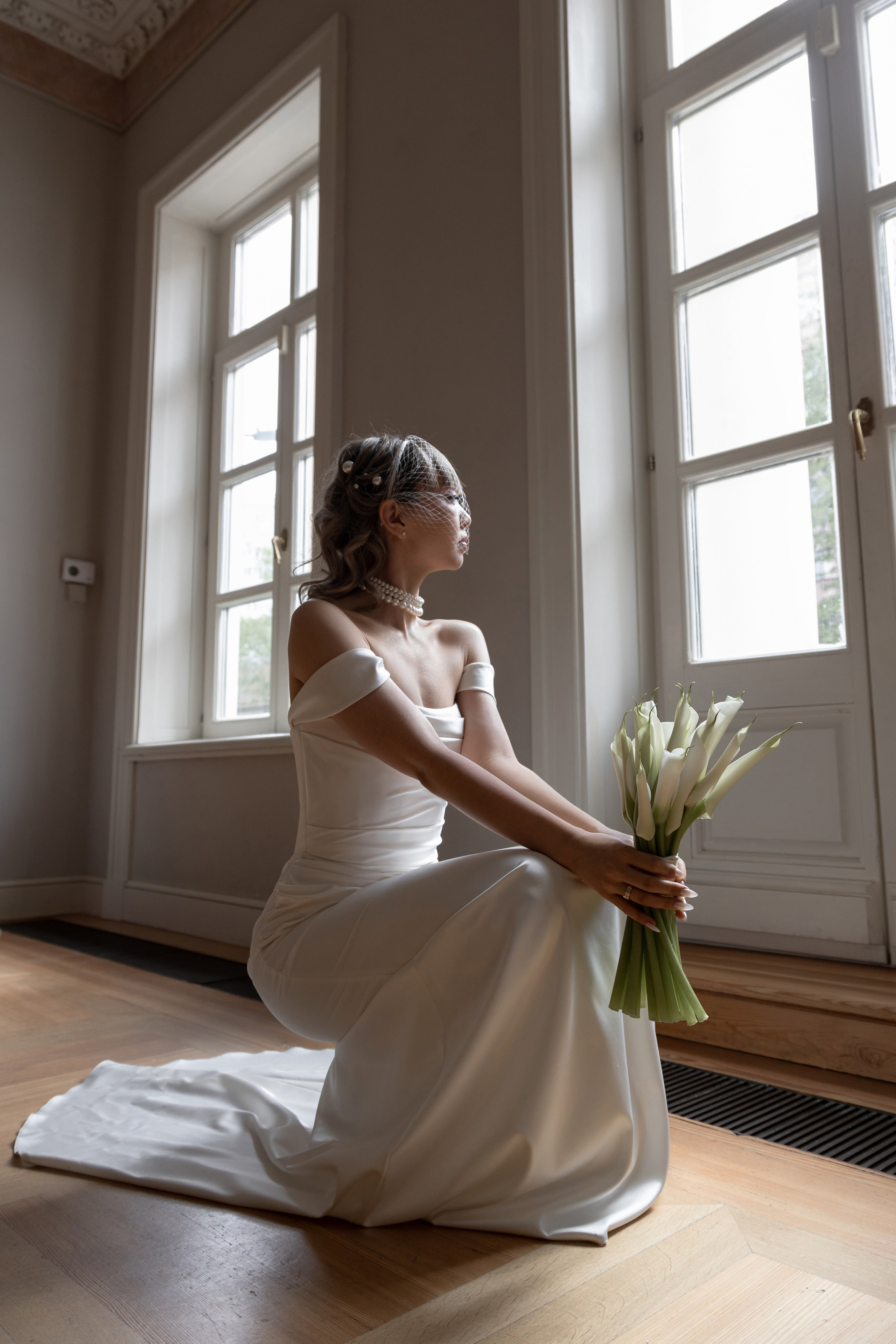 свадебный фотограф на регистрацию брака в усадьбе, фотограф гладков дмитрий, портрет невесты