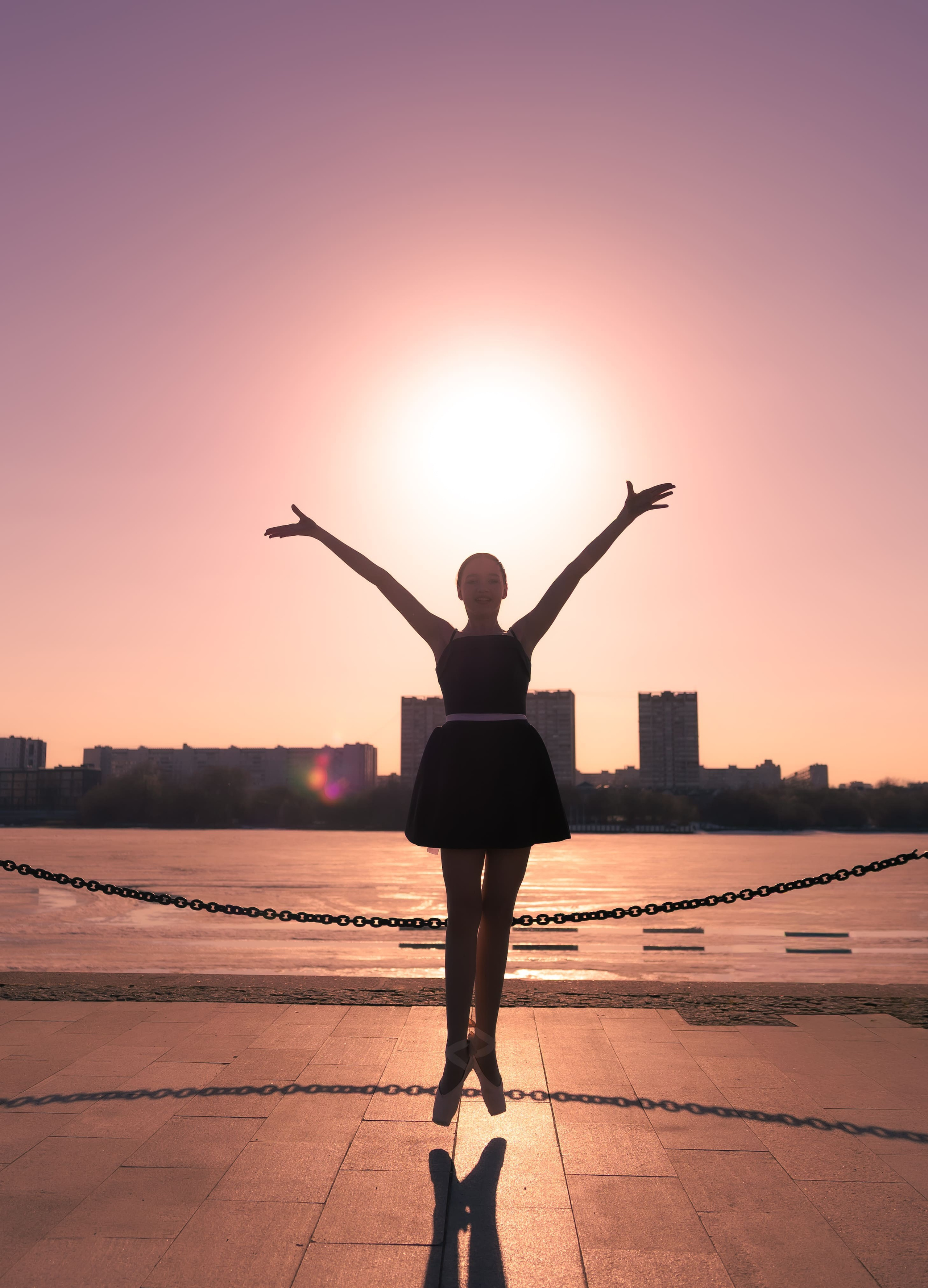 фотосессия на закате Москва силуэт девушка