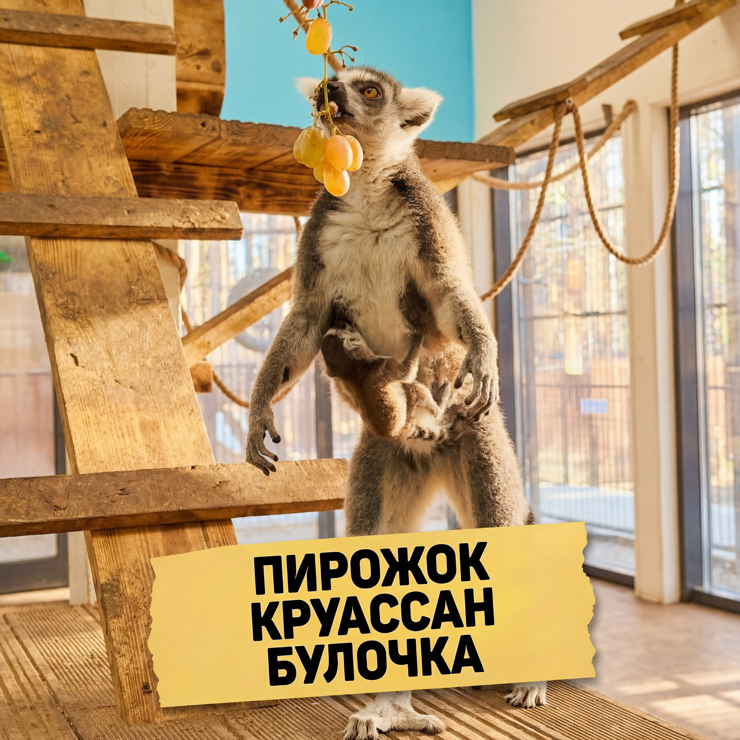 Кошачий лемур в зоопарке Лесная Братва