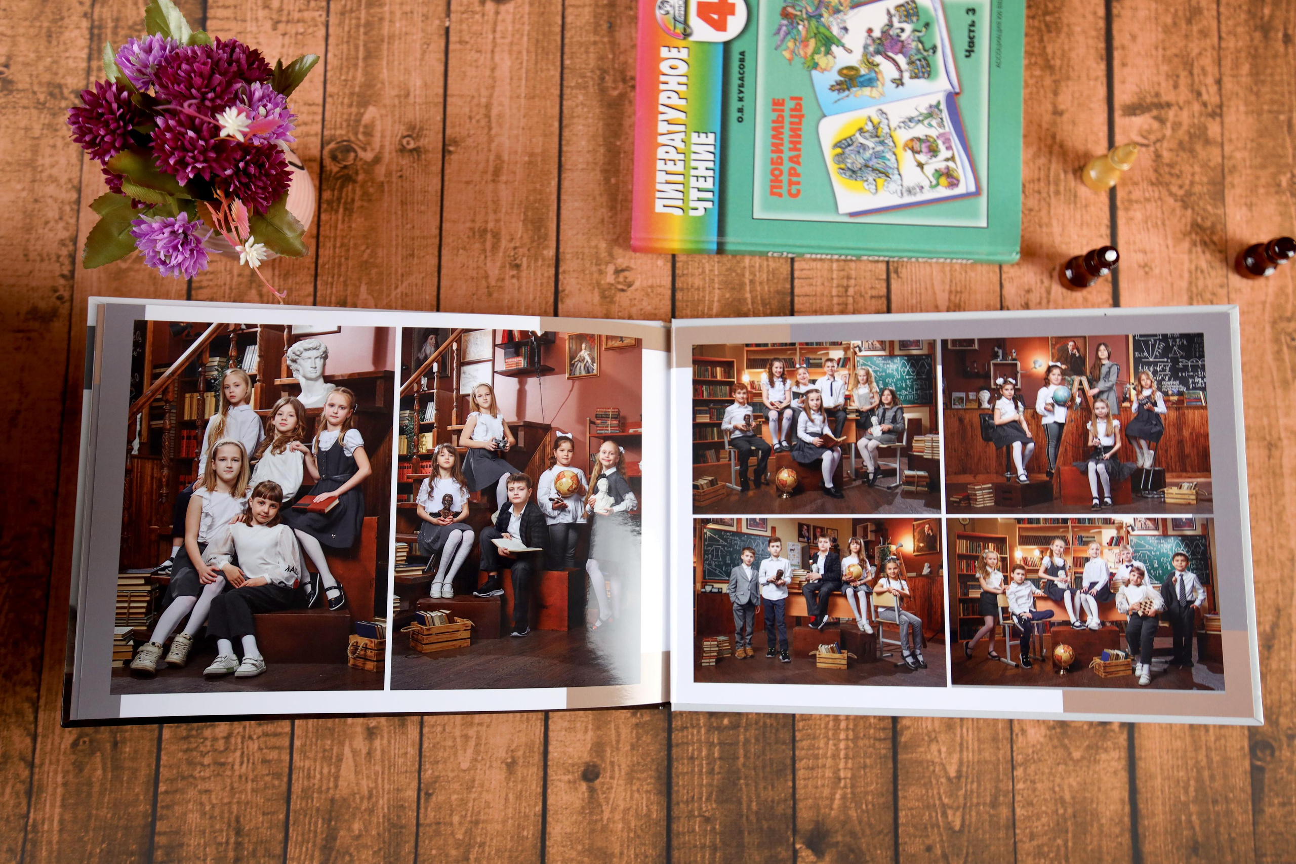Фотокнига с мини сочинением школьника для начальной школы. Выпускной альбом Новосибирск
