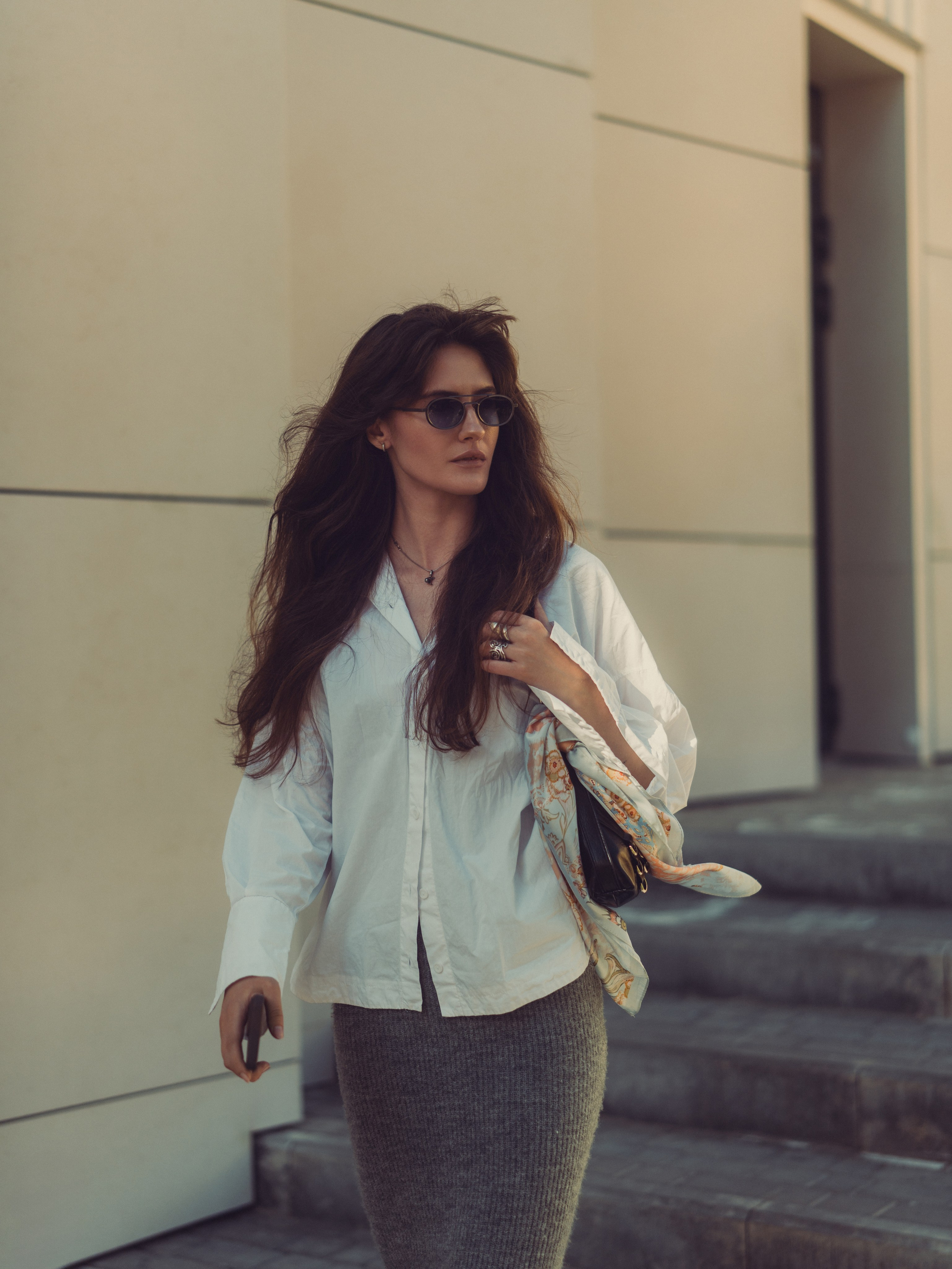 A women's photoshoot in the center of Kazan