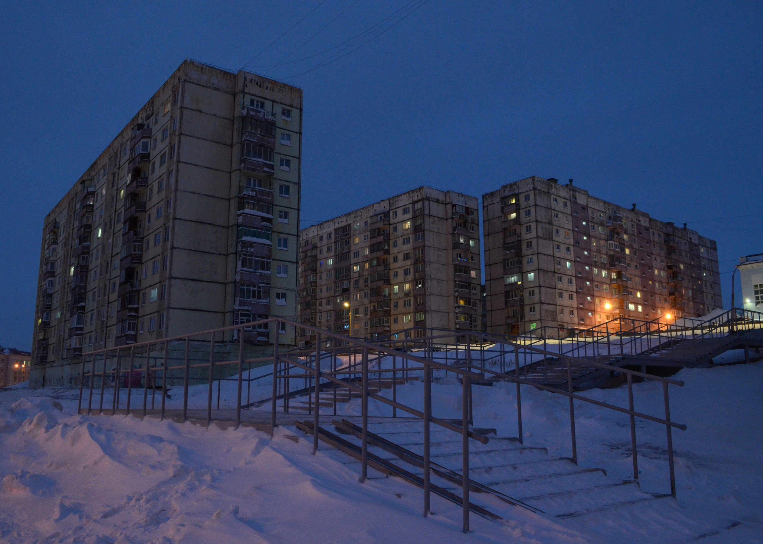 Норильск зима полярная ночь панели романтика русского севера