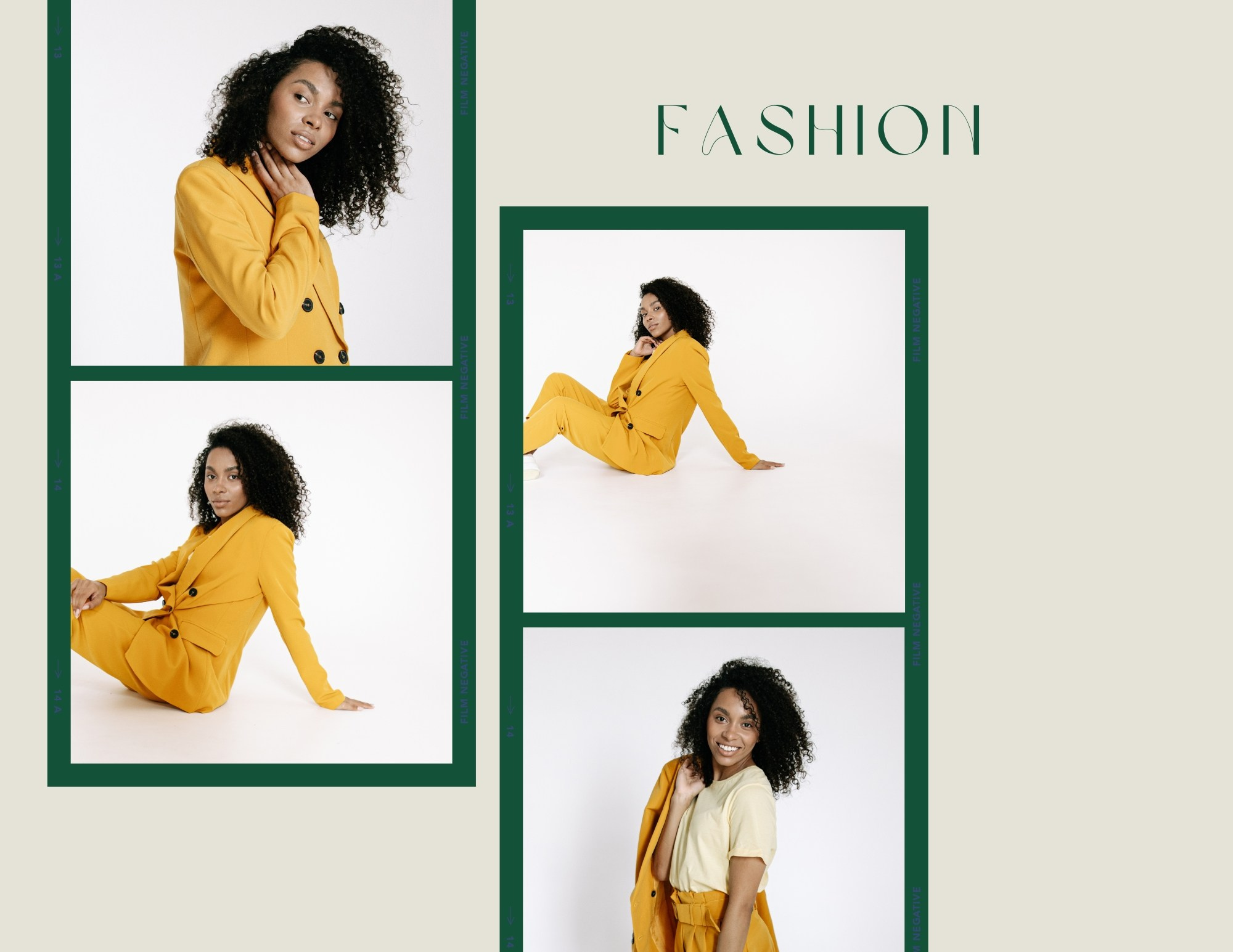 Разворот с надписью «fashion» и кадрами в движении