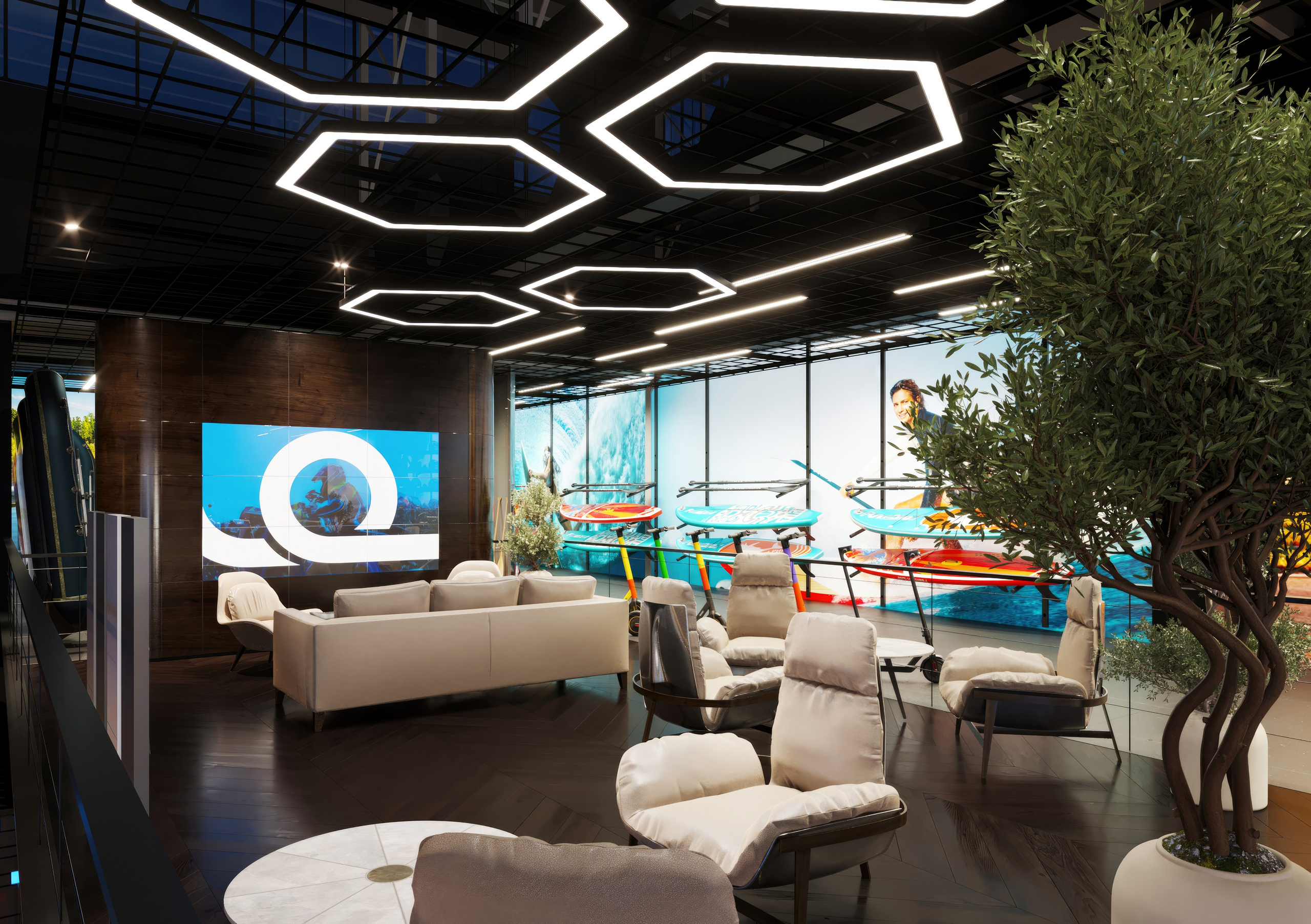 Motorbike Showroom Design Project — Bold and Modern Retail Space. 3D INTERIOR AND ARCHITECTURE VISUALIZATION