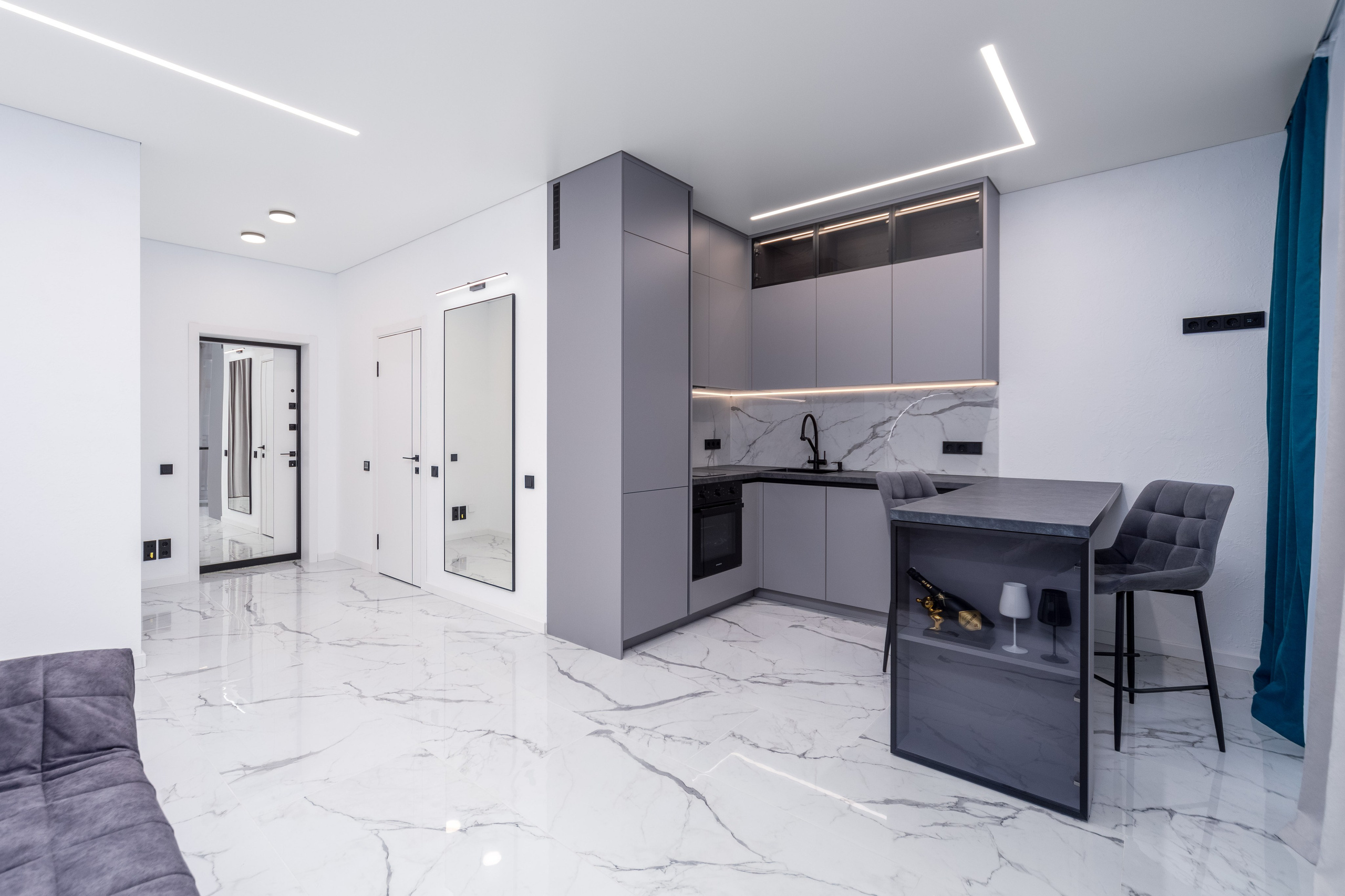 Интерьер студии в ЖК Новая Боровая