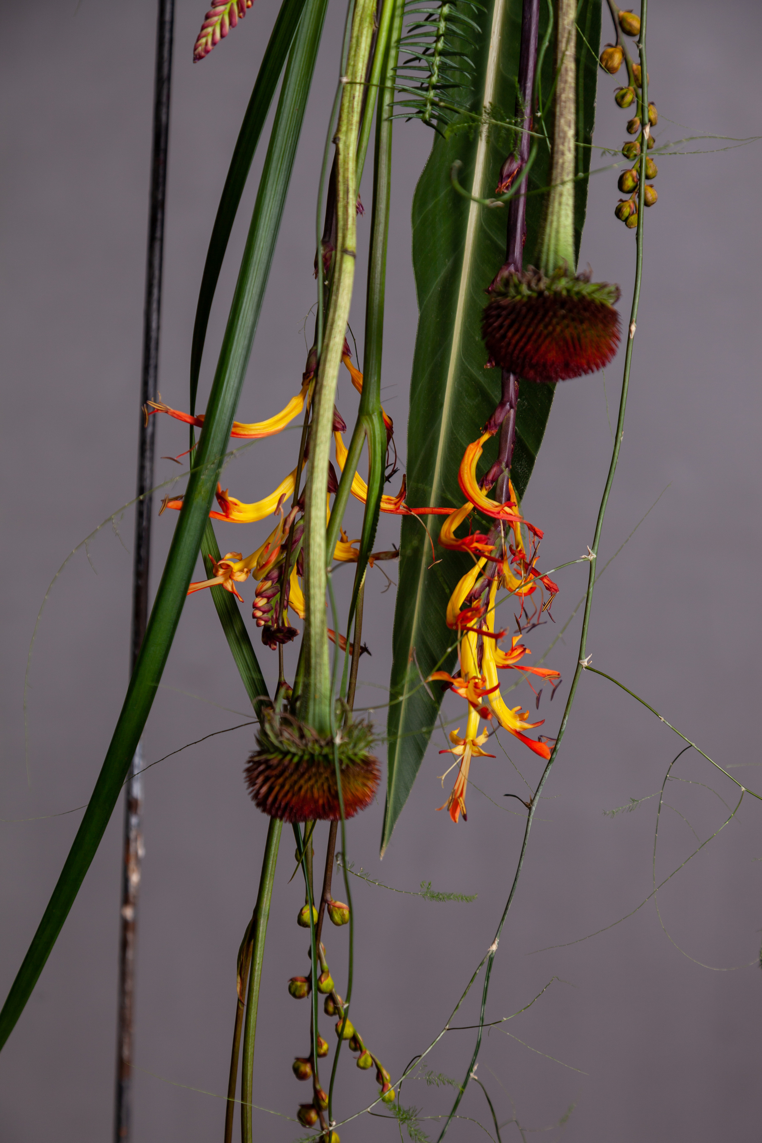 Детали работы - яркие выбросы, придают характер букету.