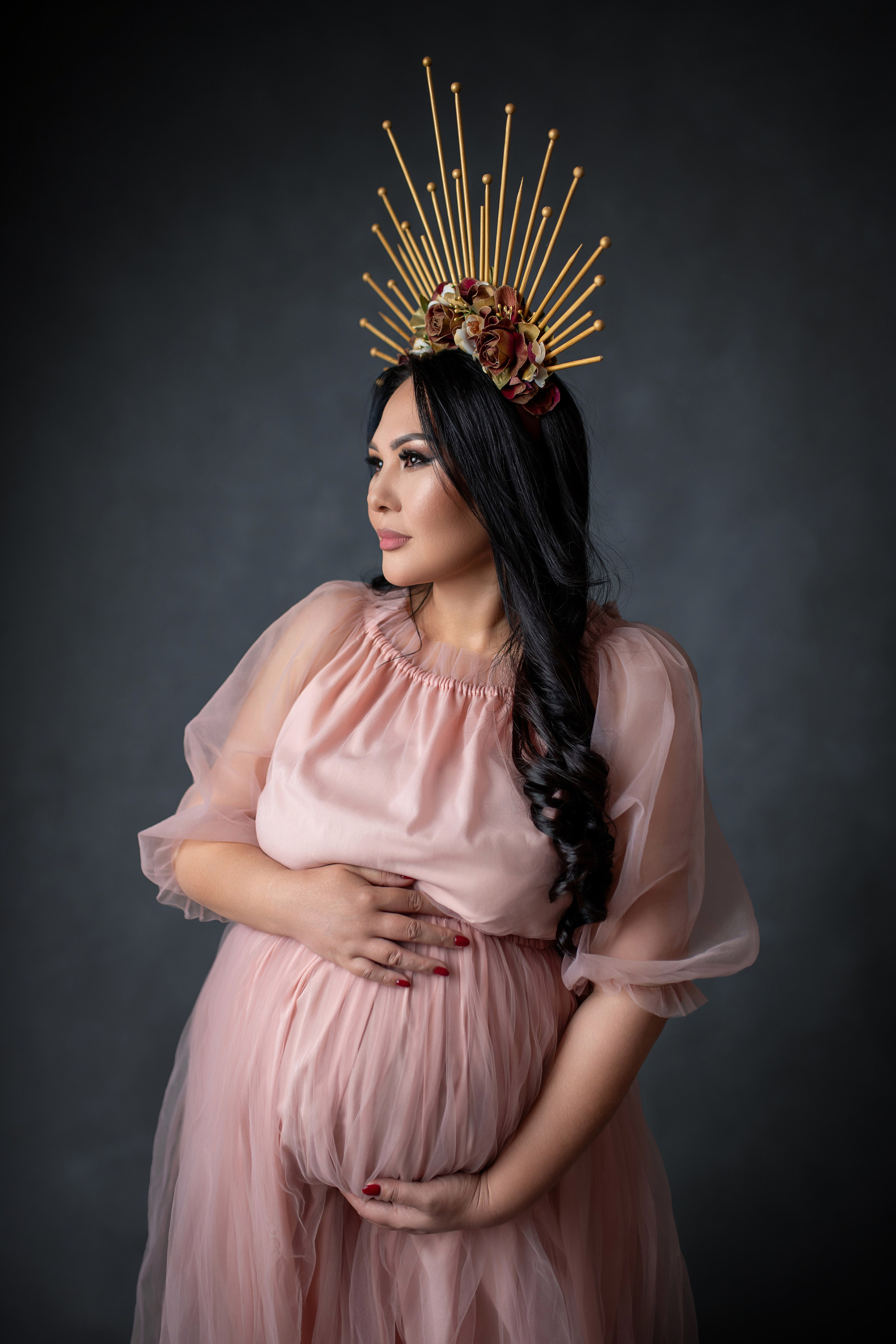 Фотосессия беременности в студии (Классика. Однотонные фоны) + Бохо стиль). Творческая команда Ульяшевы, свадебная и семейная фотография. Кахахста