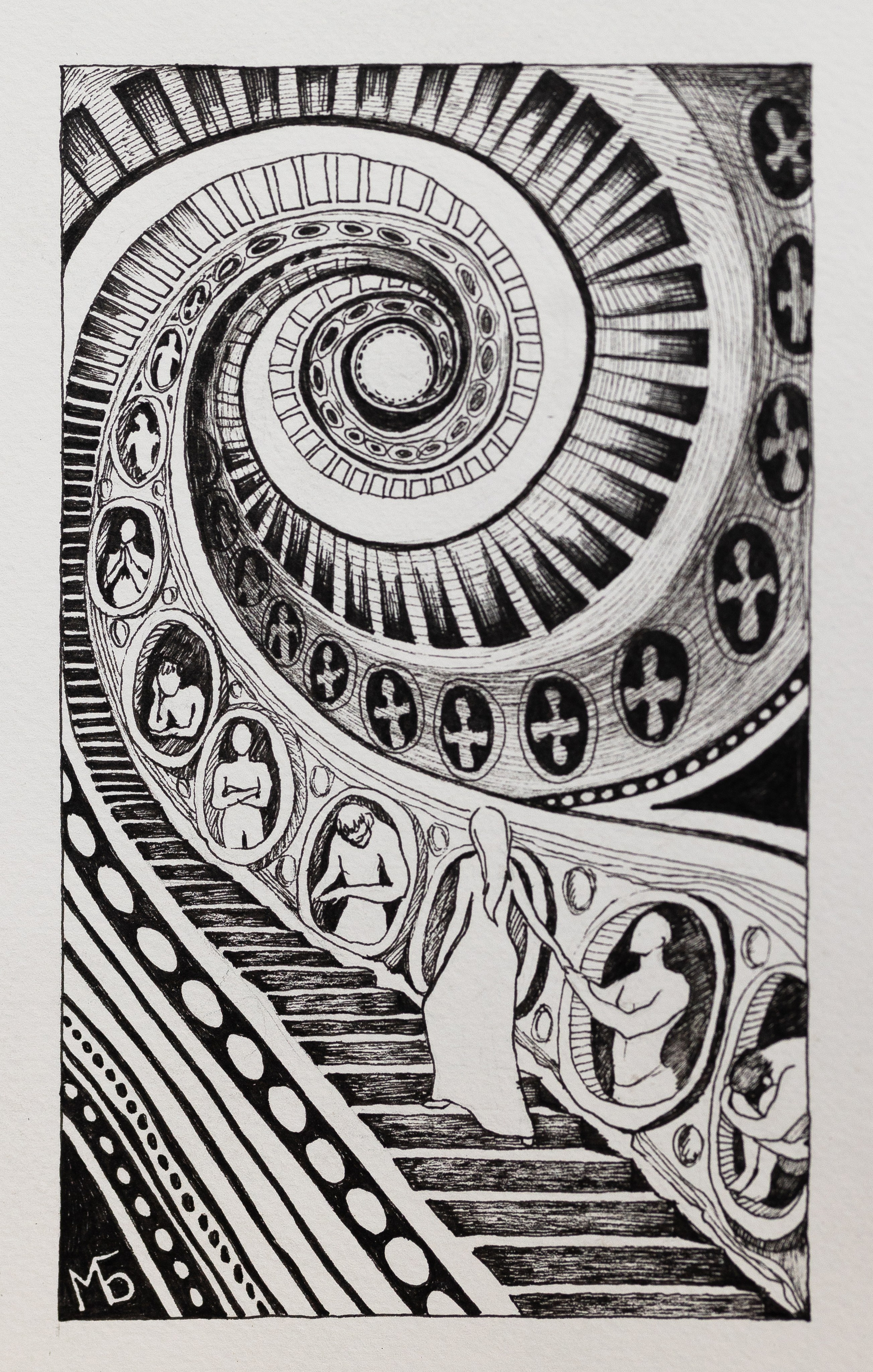 Спираль сценариев. Перед нами закрученная спираль — лестница или лента времени, уходящая вглубь. В овалах по краям — повторяющиеся человеческие фигуры в разных позах: закрытые, отвернувшиеся, скованные. В верхних кругах — знаки, похожие на кресты, символы циклов, повторов. Внизу — одинокая фигура, идущая вдоль этой ленты, словно рассматривающая собственную историю.🖤 Тень: Эта карта говорит о повторяющихся жизненных сценариях. Спираль — не случайна. Это не просто движение вперёд — это возвращение к тому же месту, но на новом витке. Тень проявляется, когда человек снова и снова оказывается в похожих ситуациях:— те же партнёры— те же конфликты— те же страхи— те же выборы Фигуры в овалах — это застывшие состояния, закреплённые роли: жертва, спасатель, отвергнутый, контролирующий. символы — точки фиксации, где сценарий «закрепился». Человек может чувствовать: «почему со мной это снова?» Ответ — не во внешнем мире, а в неосознанной программе. Ключ к Исцелению: Спираль — это не ловушка. Это возможность увидеть узор. Фигура внизу не бежит — она наблюдает. Исцеление начинается с осознания повторяемости. Как только сценарий назван, он перестаёт быть бессознательным. Спираль можно продолжать бессознательно — или выйти из неё, изменив выбор на одном из витков. Даже небольшой иной шаг меняет всю траекторию. Эта карта — о зрелости, которая рождается из наблюдения за собственной историей. Ключ к исцелению и практическая работа в руководстве к картам. стоимость постера 3000р.