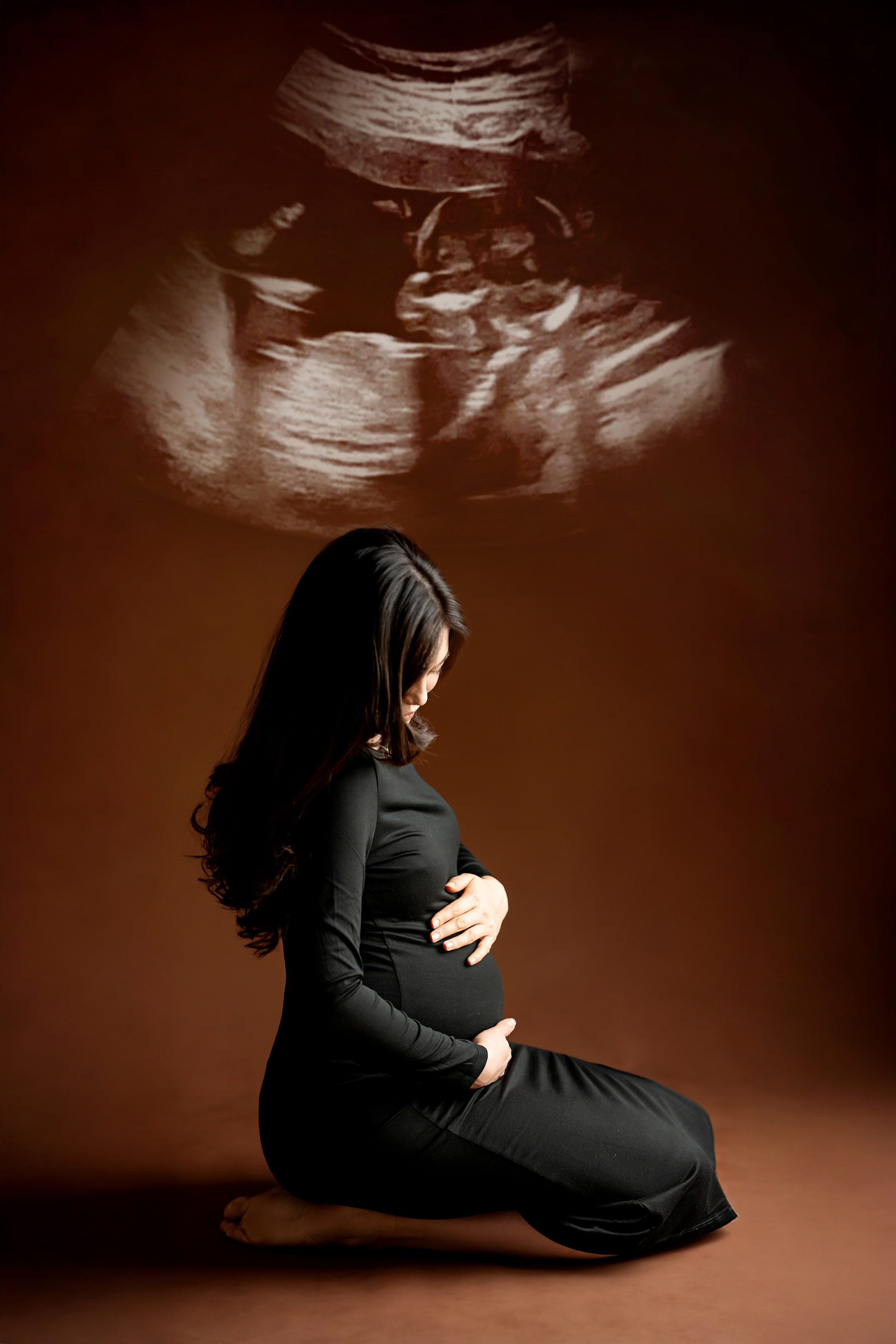 Фотосессия беременности в студии (Классика. Однотонные фоны) + Бохо стиль). Творческая команда Ульяшевы, свадебная и семейная фотография. Кахахста