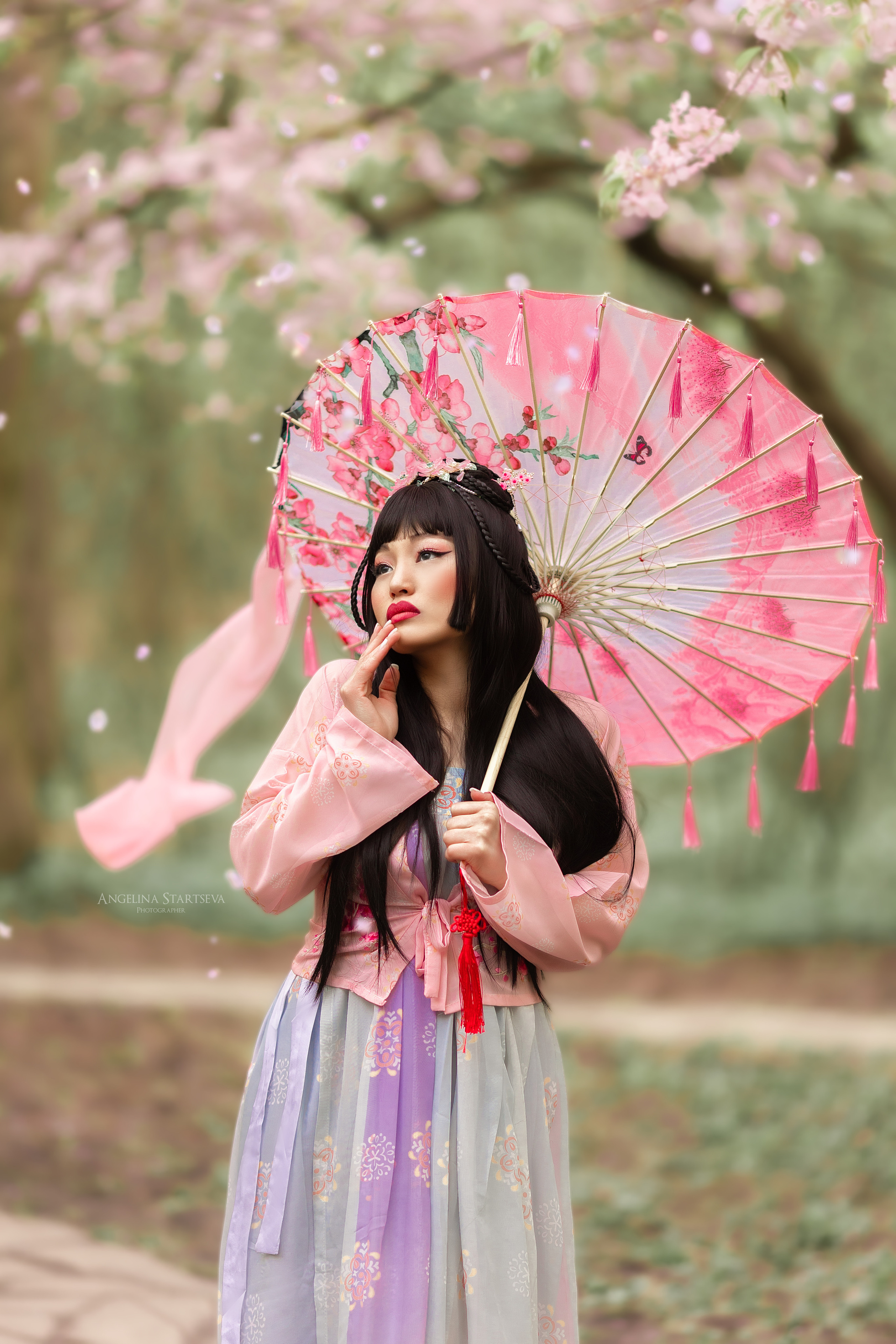гейша в цветении сакуры