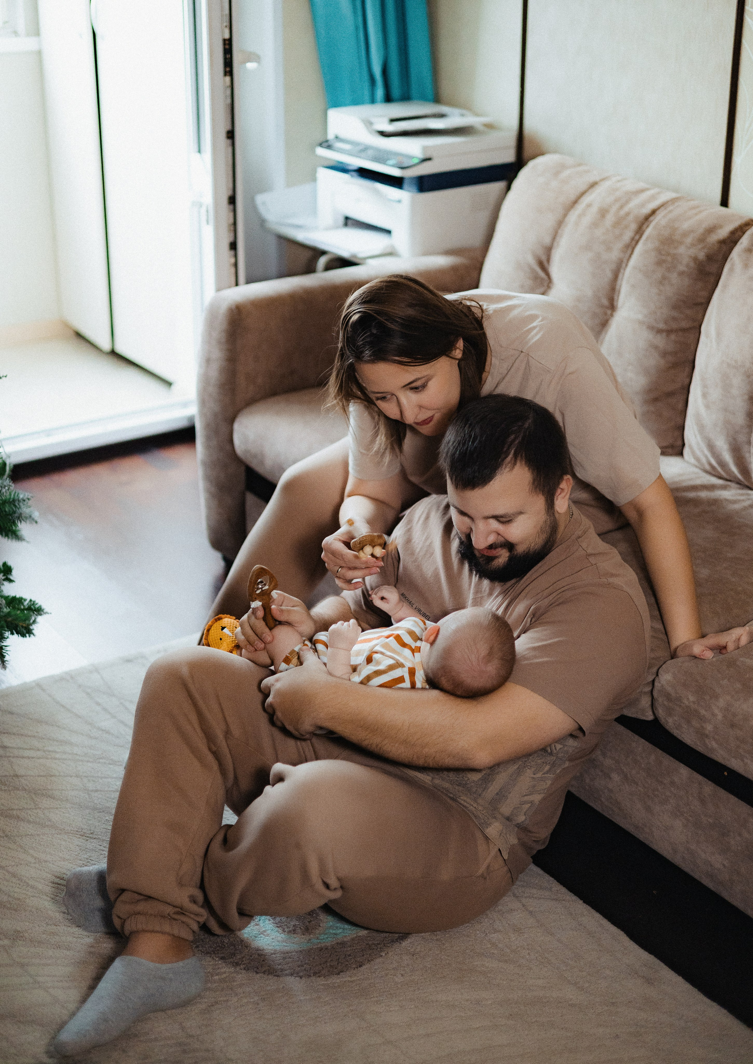 Домашняя семейная фотосессия с малышом. Портретный и семейный фотограф в Москве Мария Рослякова