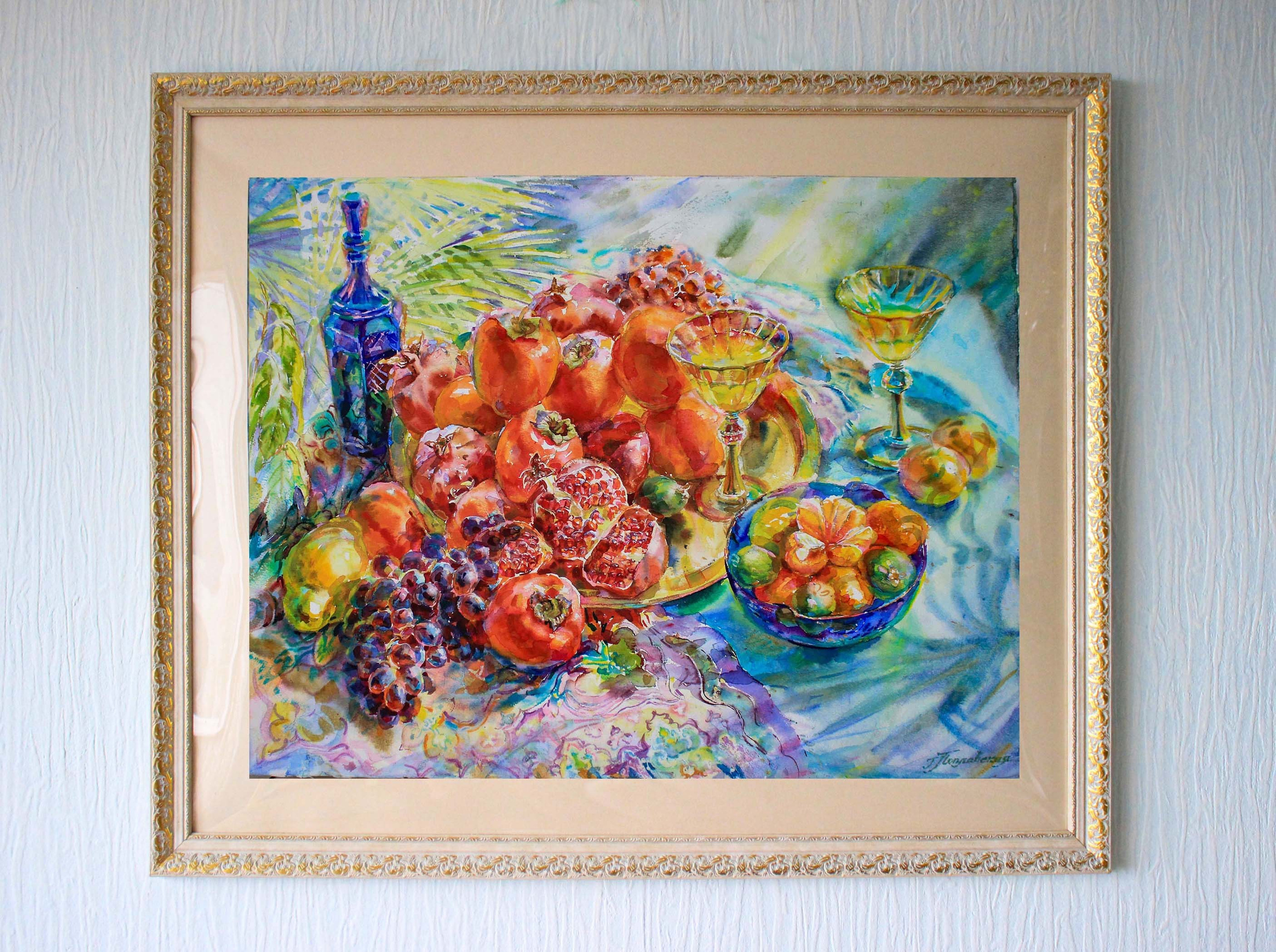 Картина «Восточный натюрморт» художника Галины Поплавской. Свет акварели Галины Поплавской