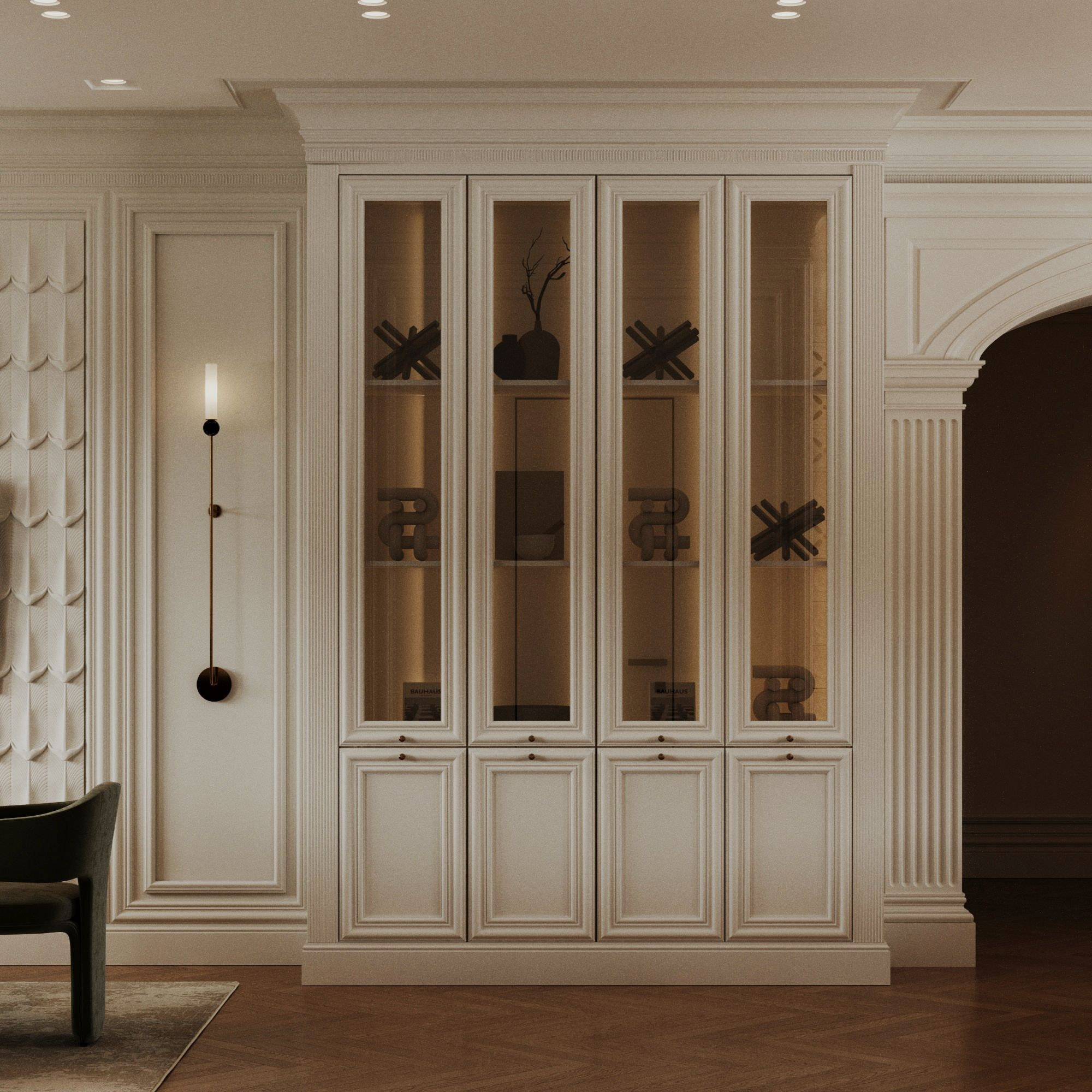 Витрина между гостиной и кухней