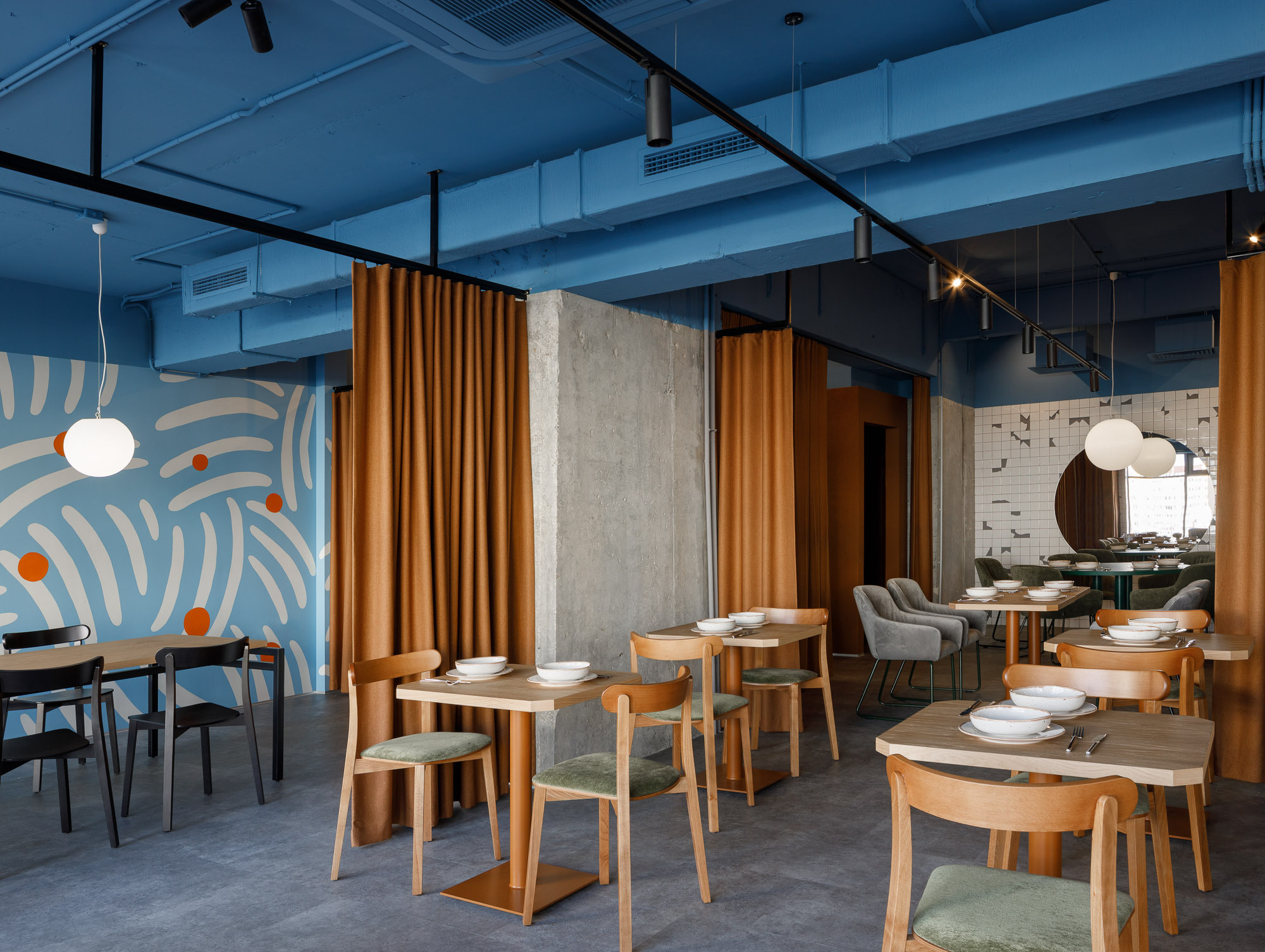 YULA Cafe in Saratov Russia designed by QUADRUM STUDIO