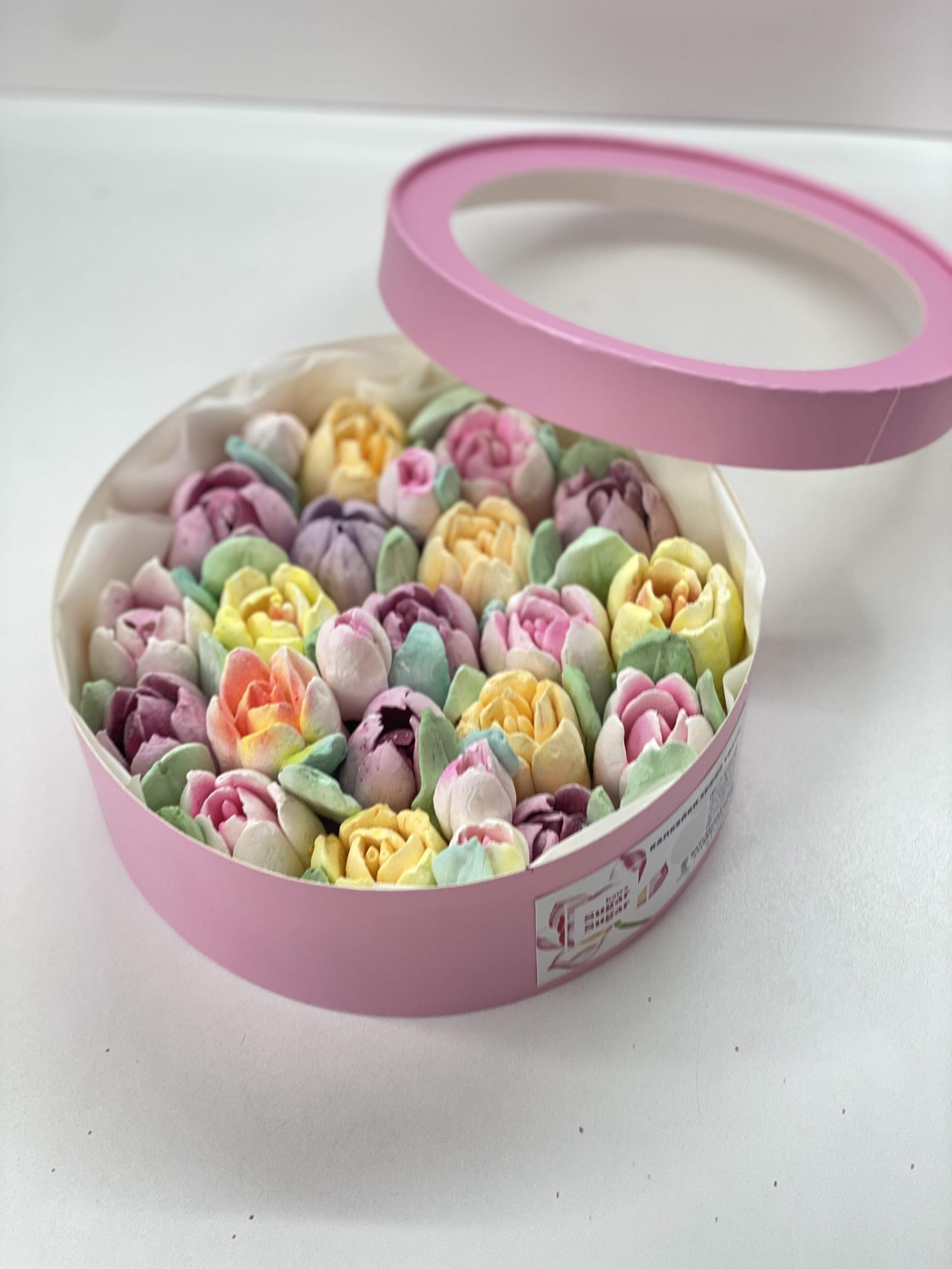 Тюльпаны из зефира в коробке. Katyasugarsugar капкейки, зефир, торты Москва
