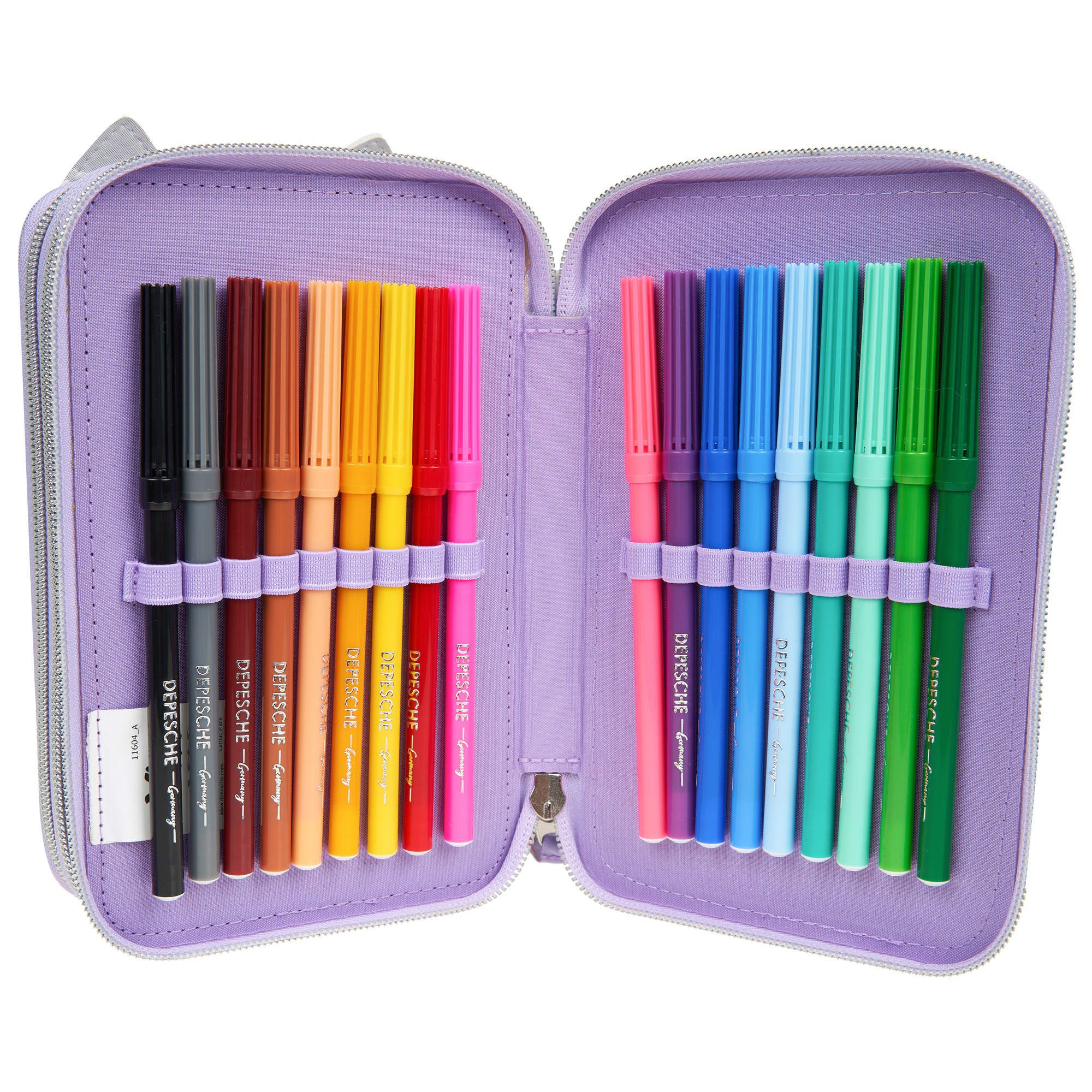 Пенал фиолетовый разворот маркеры