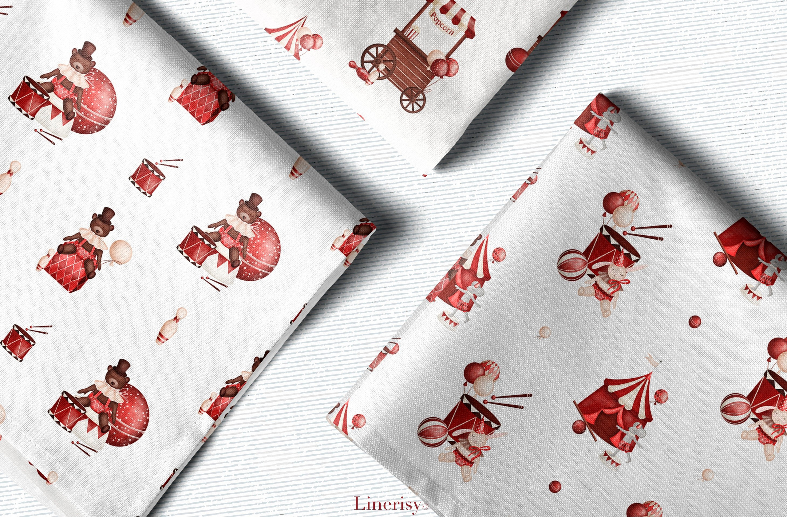 Коллекция «Цирк» — графические иллюстрации, композиции, постеры, фреймы, рамки и бесшовные паттерны. Художник-иллюстратор Евгения Бекренёва