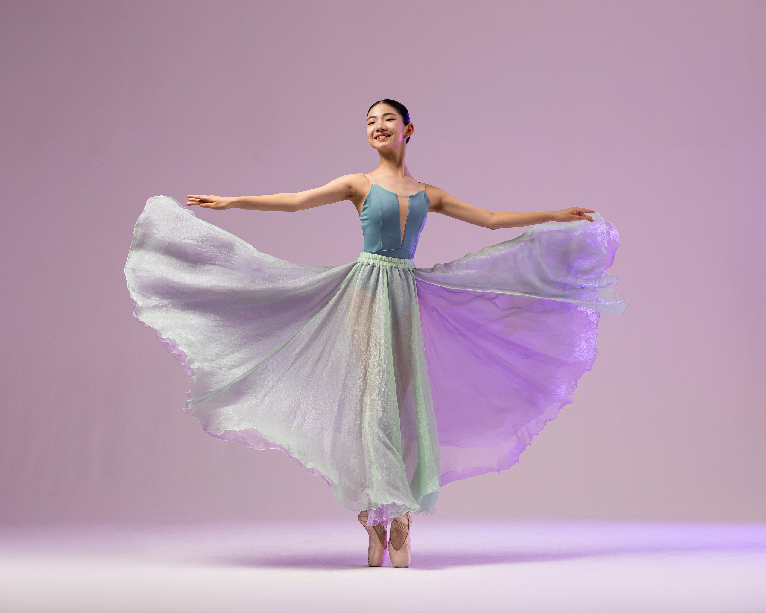 Изумрудно-сиреневая воздушная юбка напрокат для фотосессии. Балетный фотограф Алина Ханько — Душа Балета