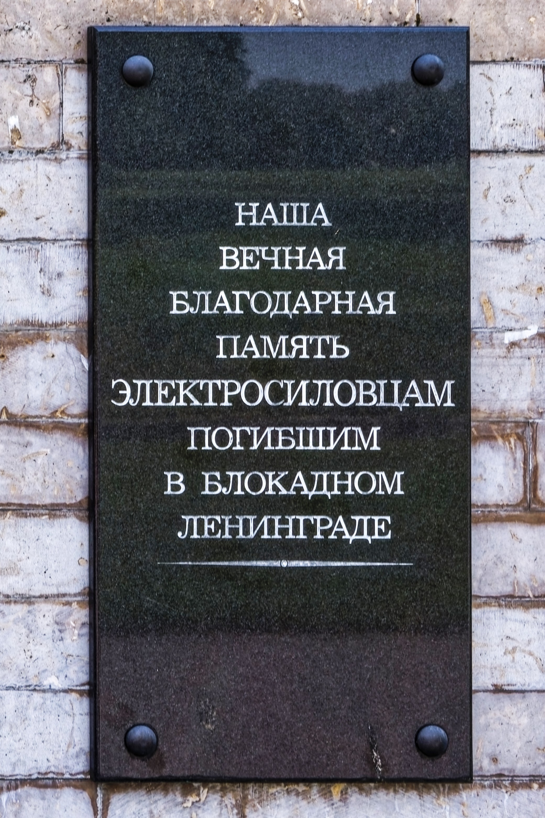 Мемориальная доска электросиловцам, погибшим в блокаду Ленинграда. Пискаревское мемориальное кладбище. Аллея памяти. Санкт-Петербург, проспект Непокорённых, 72.