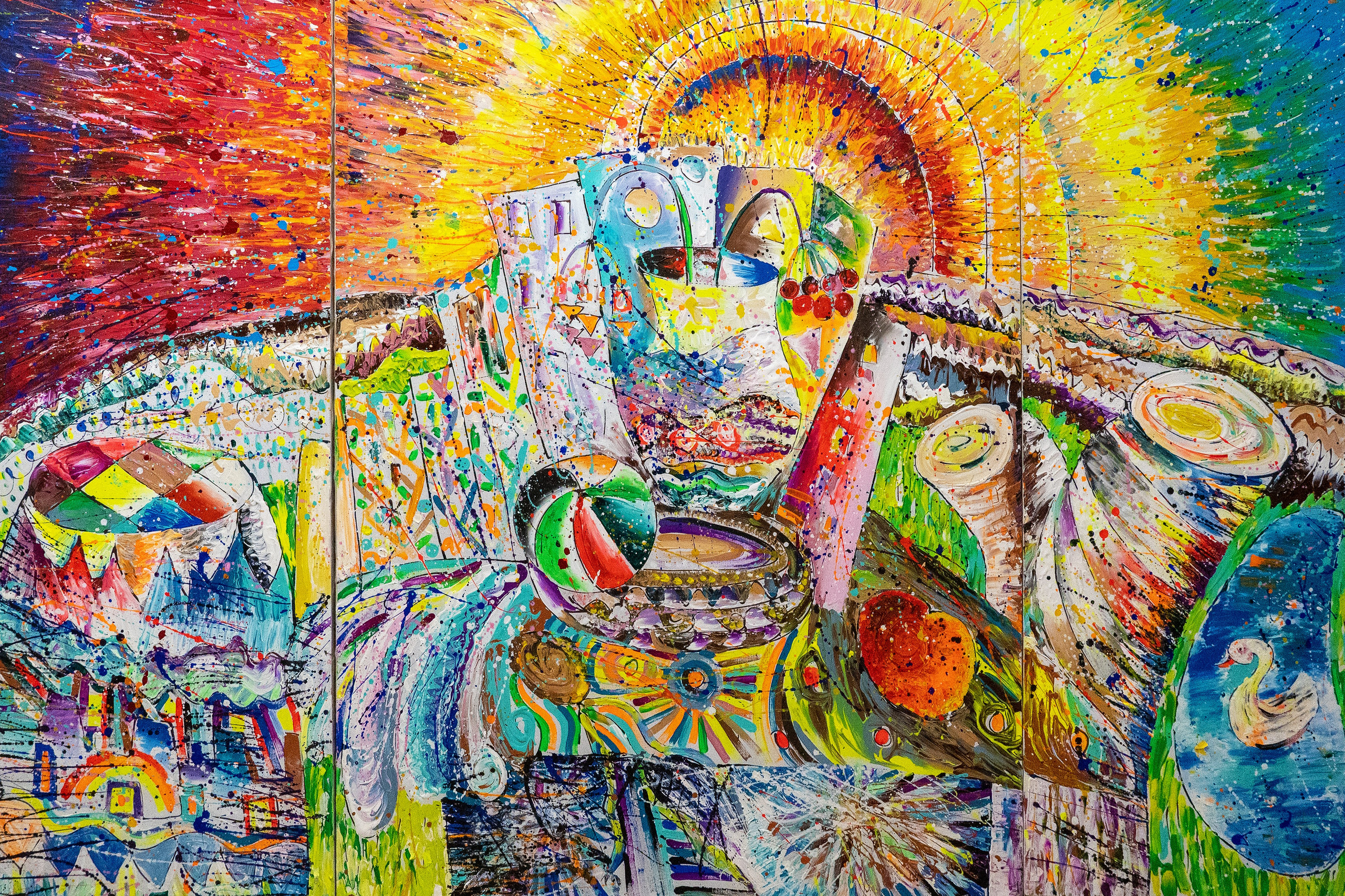 150х180 холст/акрил "Трапеза на закате" 2024