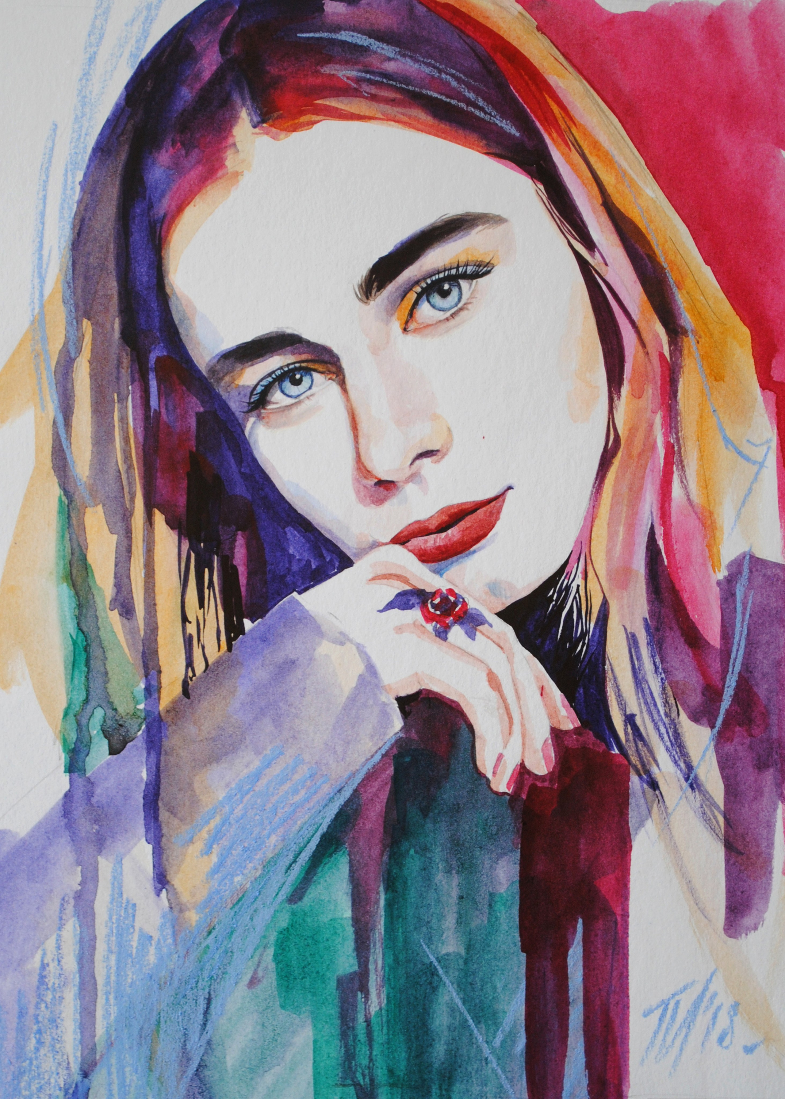 Персональный портрет. Бумага, акварель