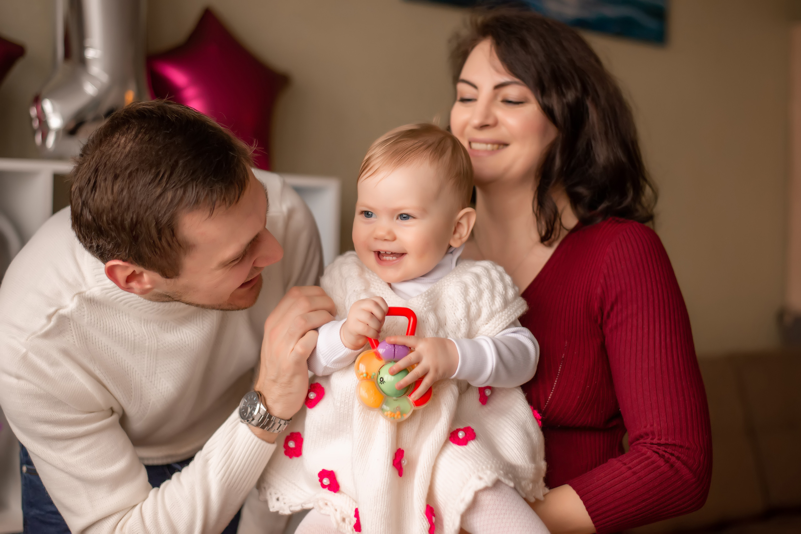 Домашняя семейная съемка на годовасие дочки. Фотограф • Фототерапевт г. Москва