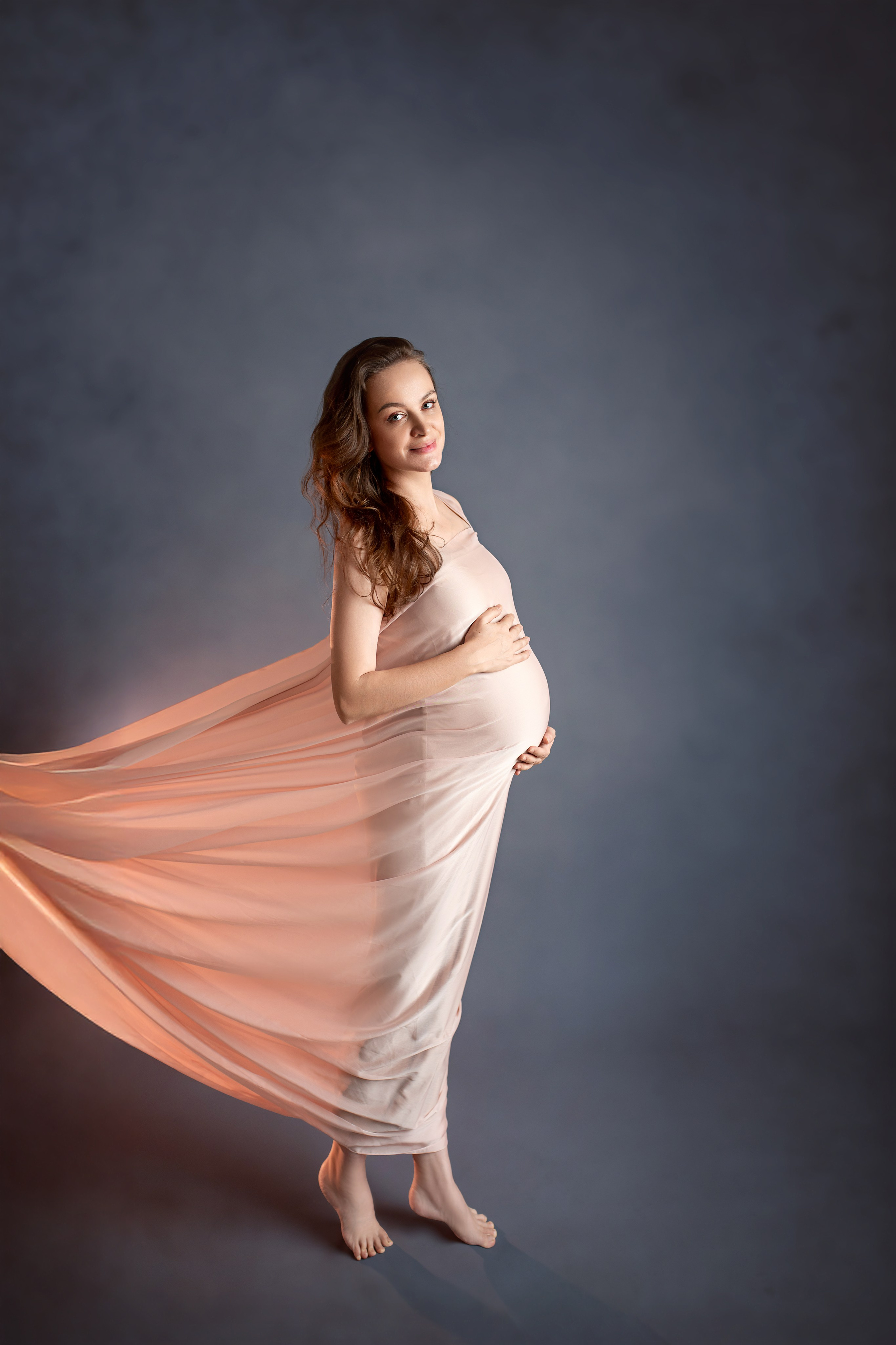 Фотосессия беременности в студии (Классика. Однотонные фоны) + Бохо стиль). Творческая команда Ульяшевы, свадебная и семейная фотография. Кахахста